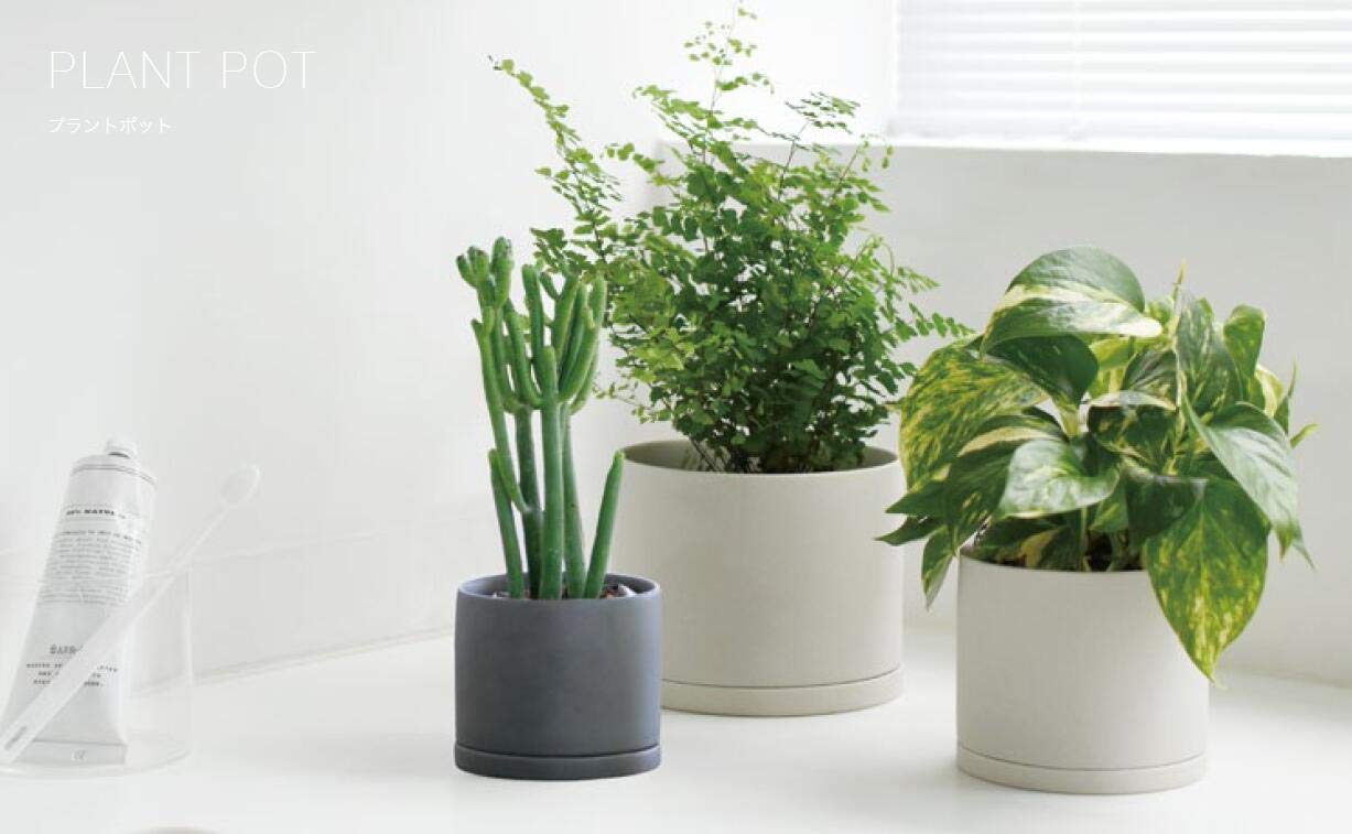 KINTO 29215 Ceramic Plant Pot 5.3 Inch (135mm) - Modern Earth Gray Flower Pot for Indoor Plants, Succulents & Herbs | Perfect for Home Decor, Office Desk & Windowsill Gardening