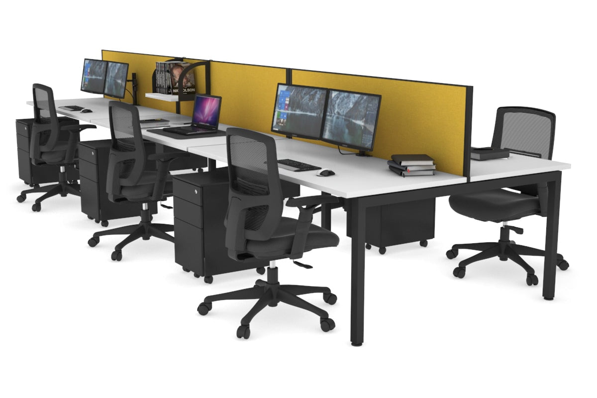 Quadro Square Legs 6-Person Office Workstation Desk [1600L x 700W] - Perfect for Team Collaboration & Open Office Spaces