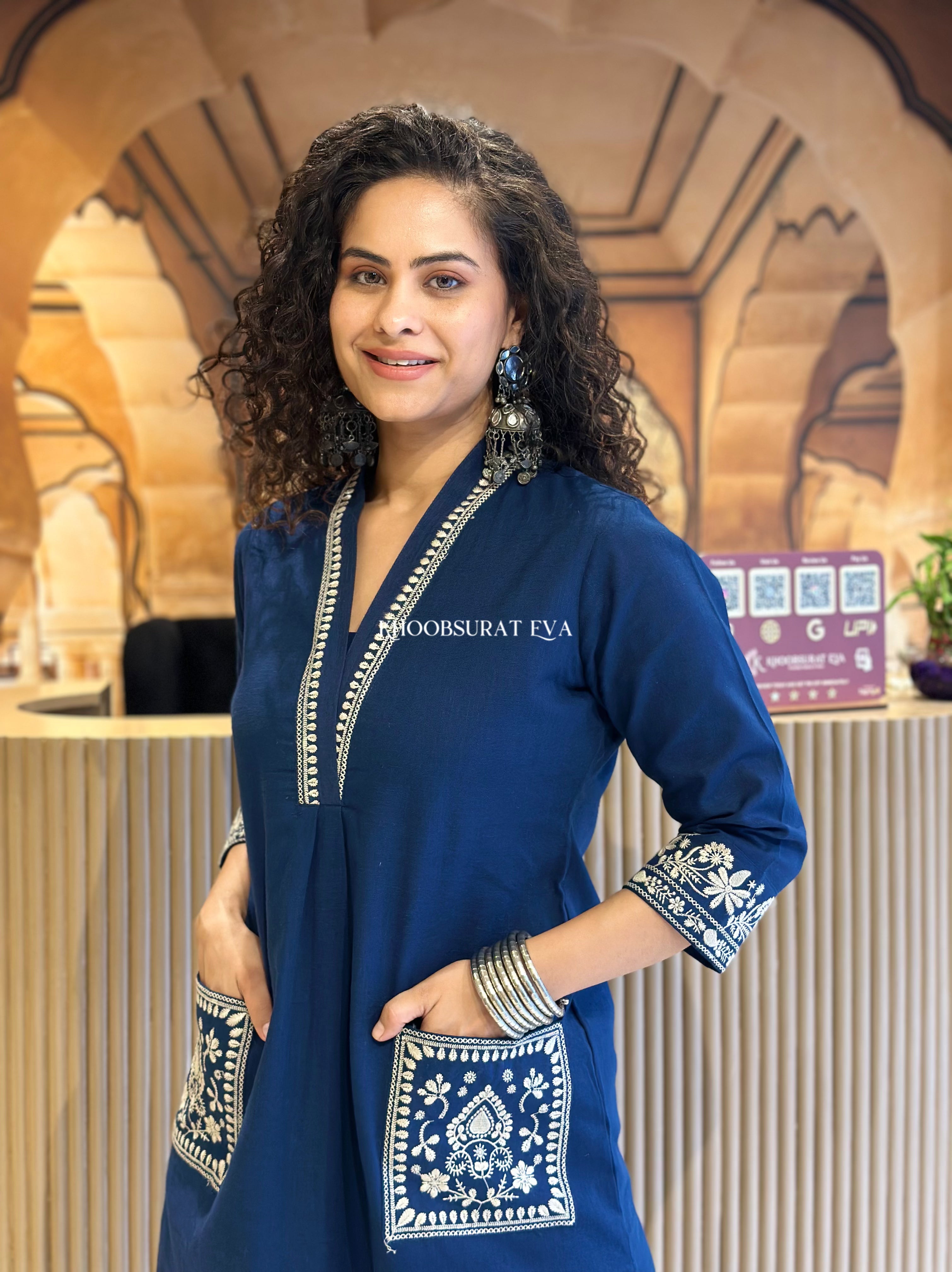 Elegant Mimi Royal Blue Kurta Set for Women | Stylish Indian Ethnic Wear | Perfect for Festivals, Weddings & Parties