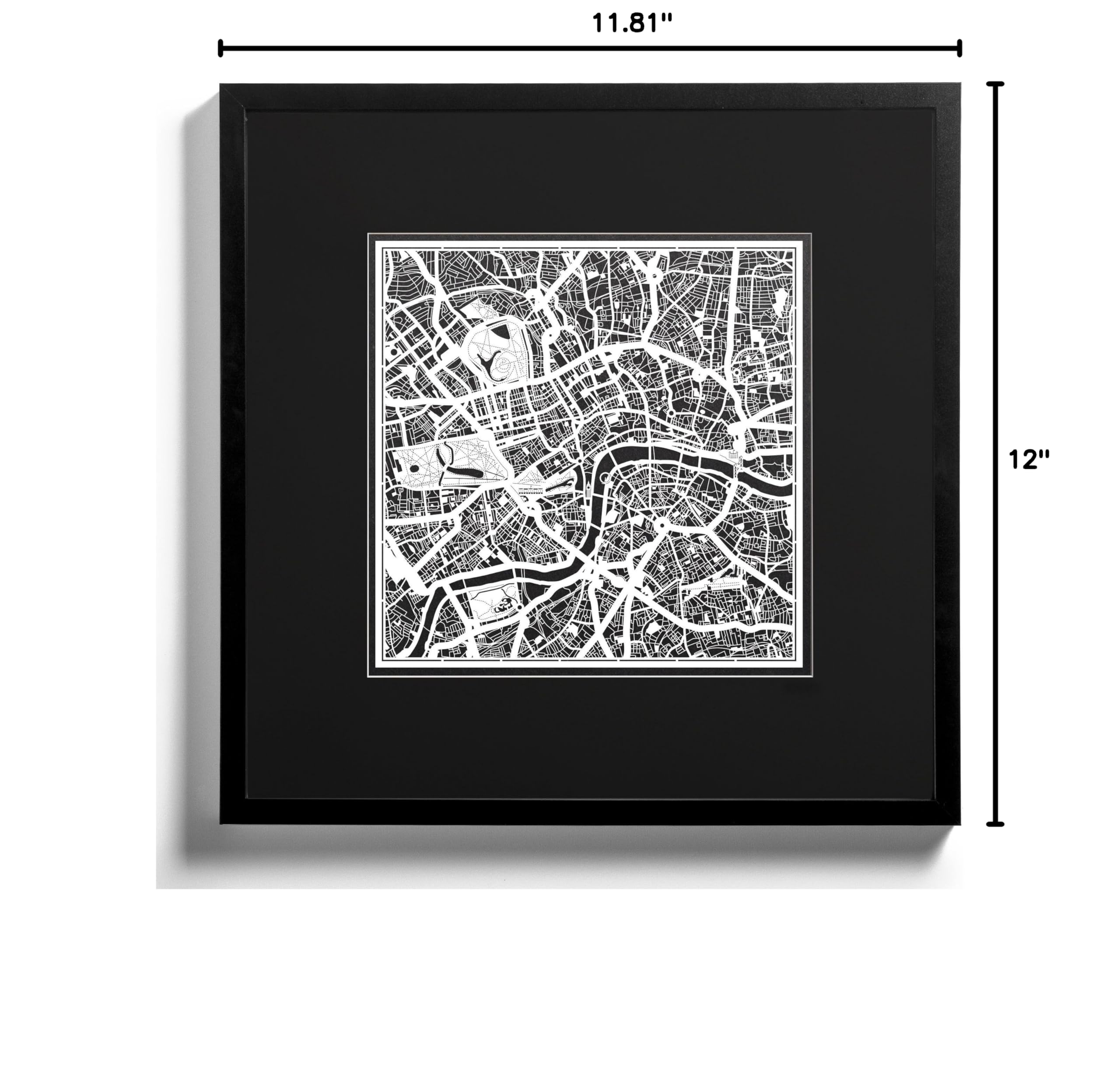 O3 Design Studio London Paper Cut Map - 12x12 Inches White Paper Art Wall Decor for Home, Office & Gifts | Unique 3D Cityscape Artwork