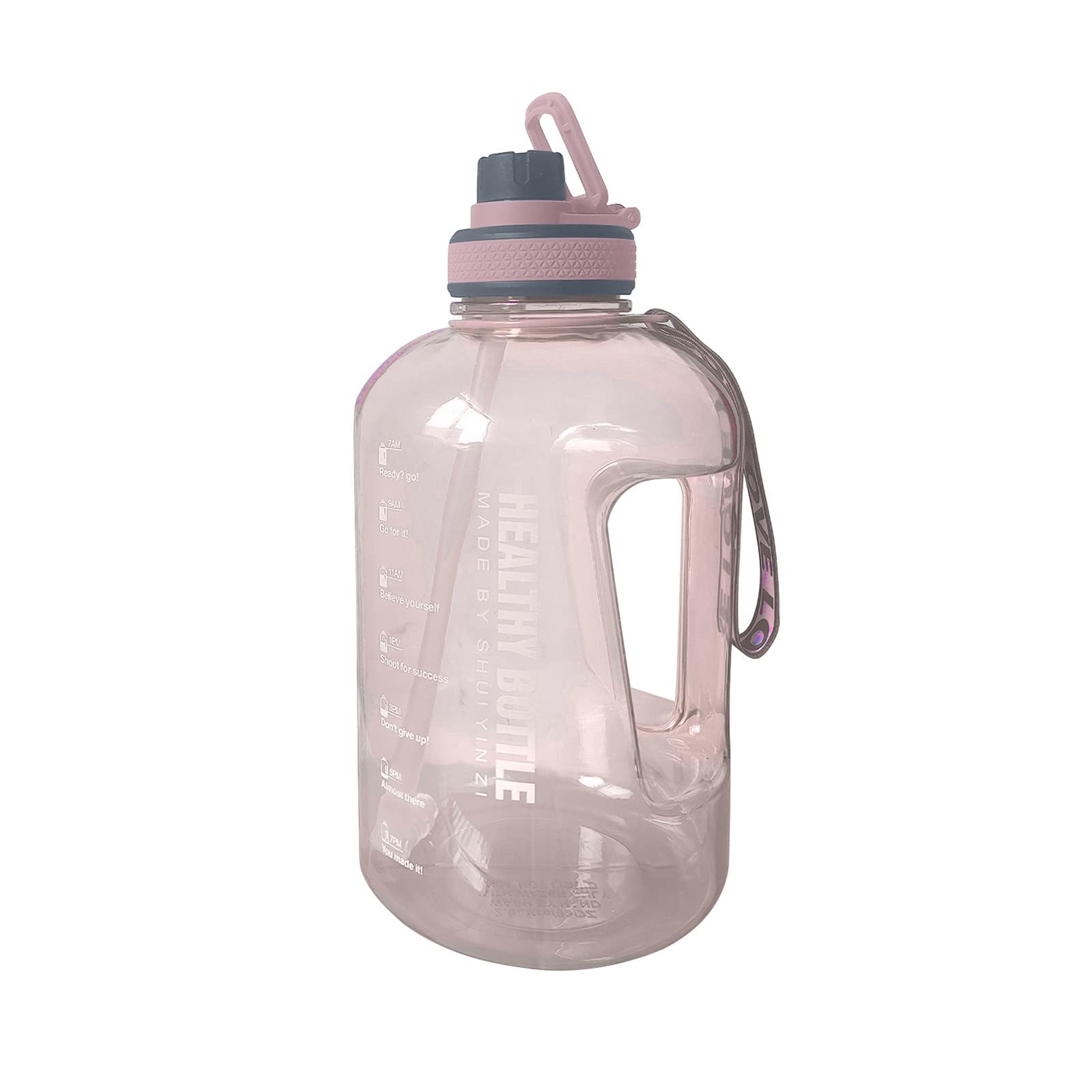 Half Gallon Water Bottle with Time Marker - 2.2L Large Capacity Motivational Sports Water Jug with Straw, Leak-Proof BPA-Free Gym Bottle for Fitness, Hiking & Workouts (Pink) - Perfect for Hydration Tracking at Gym, Office & Outdoor Activities