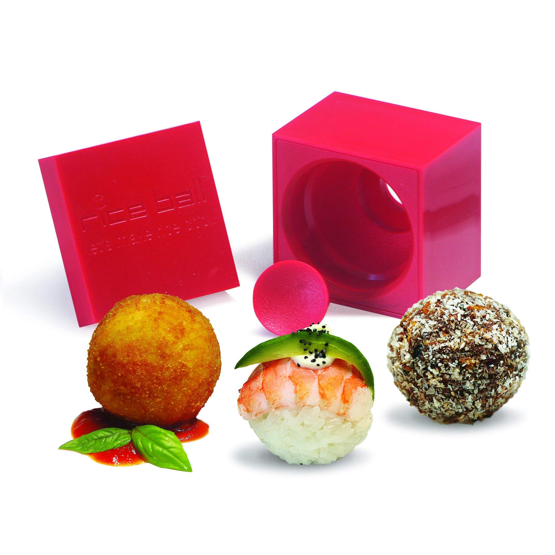 RB01 Rice Cube - 4cm Plastic Rice Ball Mold - Red (20.1x15.1x10.1cm) - Perfect for Sushi Making, Bento Boxes & Japanese Home Cooking