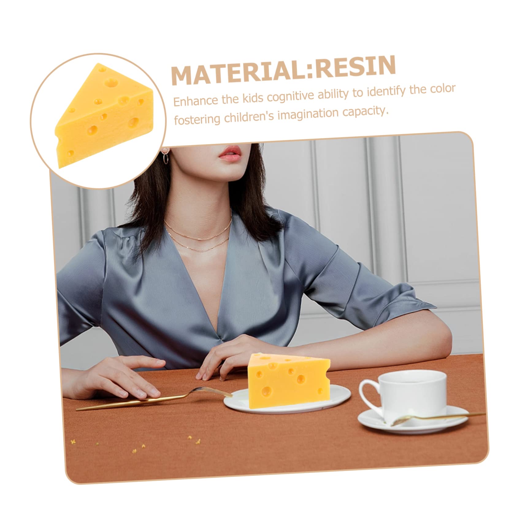 Mobestech 4pcs Realistic Simulation Cheese Model - Fake Cheese Toys for Kids, Pretend Play Food, Cake Display Prop, Artificial Dessert Decor, Perfect for Play Kitchen, Party Decor, and Educational Activities