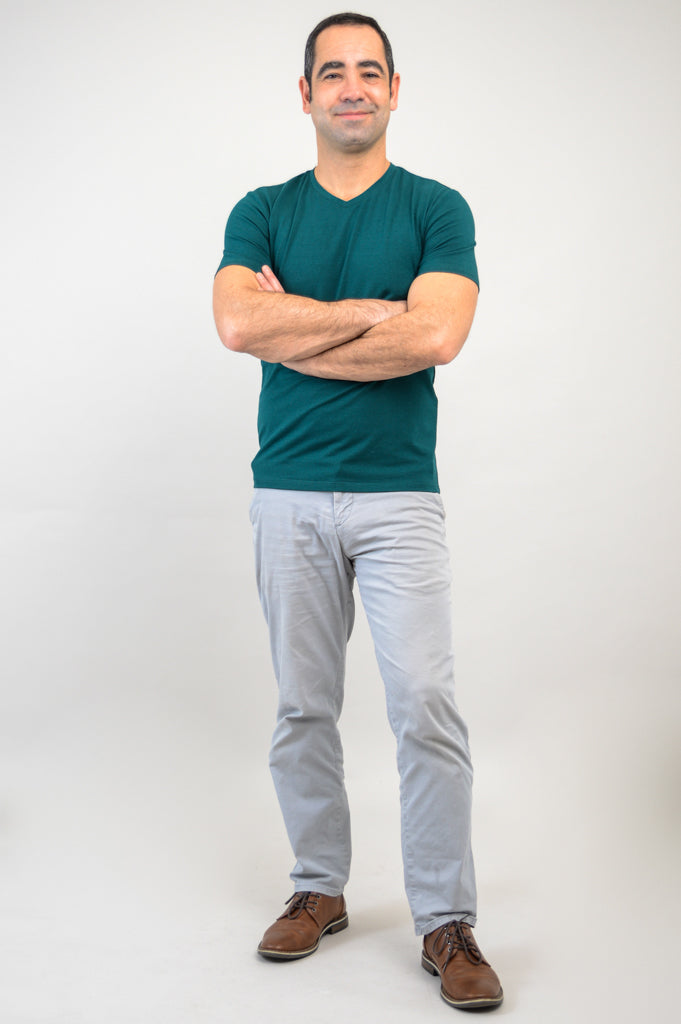 Adam Men's Short Sleeve Bamboo Shirt - Soft Breathable Teal Green Casual Top for Summer, Outdoor Activities & Travel