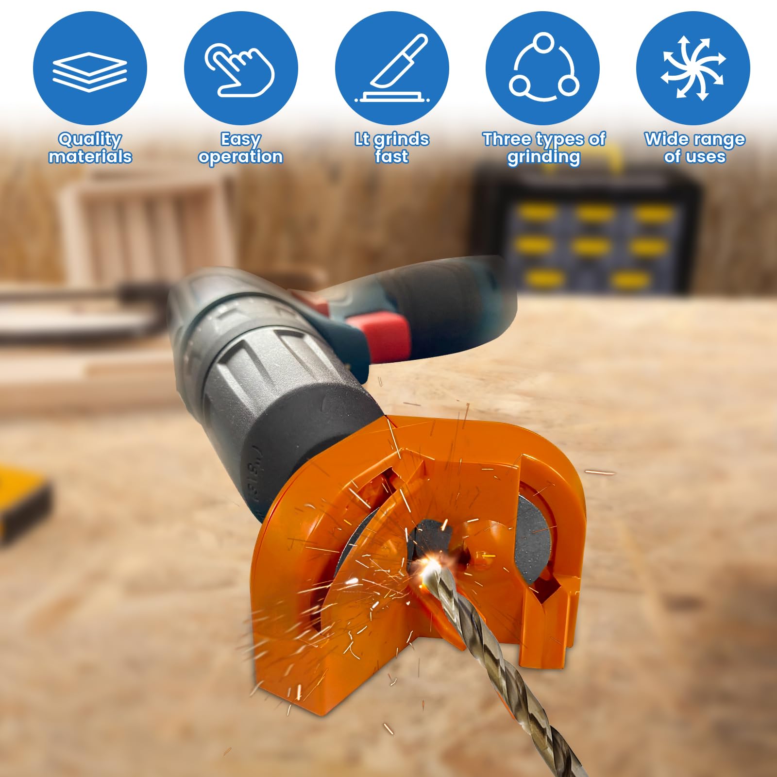 High Hardness Multipurpose Electric Drill Bit Sharpener - Twist Drill Grinding Tool for Cobalt & High Speed Steel Carbide Bits | Perfect for DIY, Woodworking, Metalworking & Home Repairs