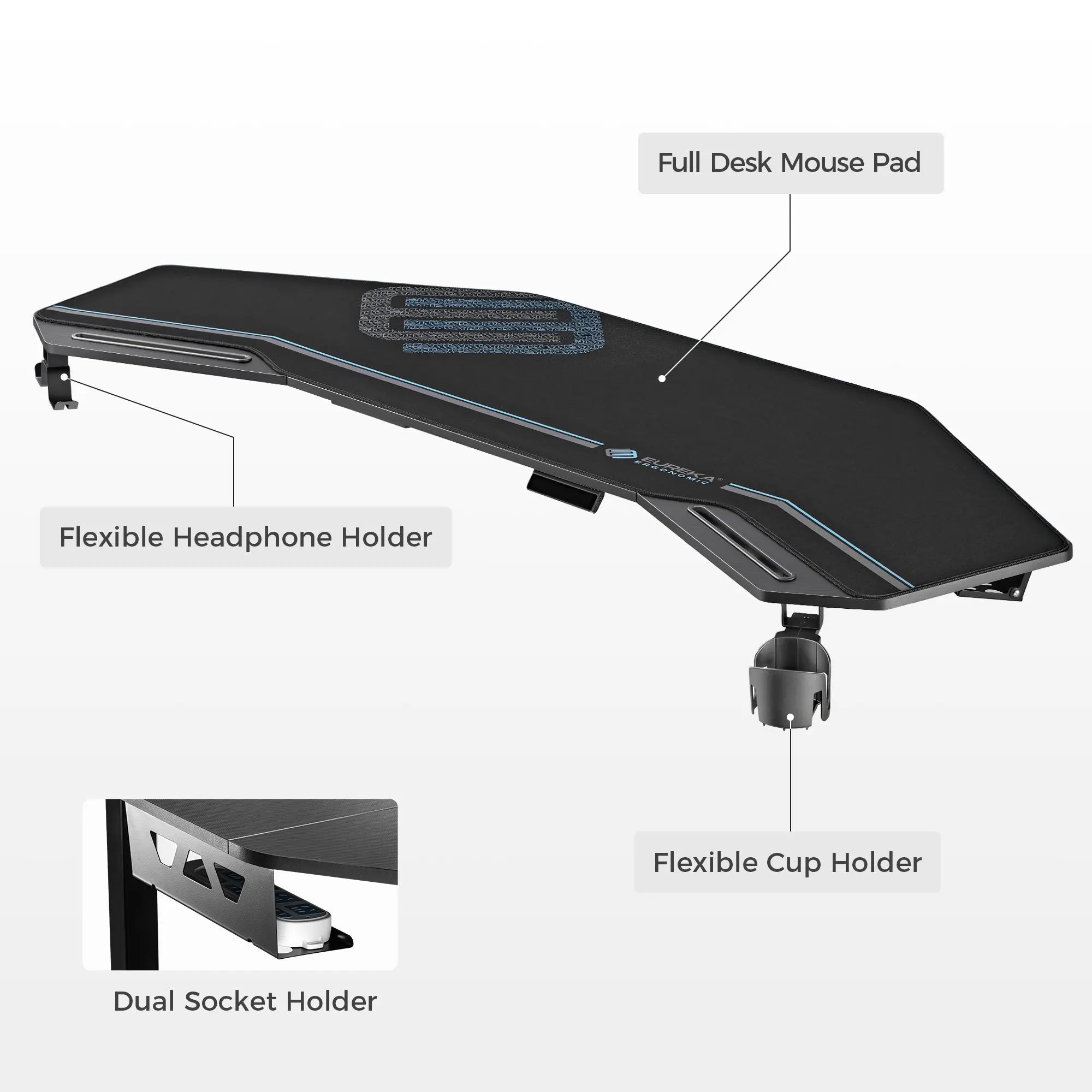 Aero Pro Wing Shaped Adjustable Height Standing Desk 72x23 Inches - Ergonomic Home Office Workstation for Remote Work & Gaming Setup