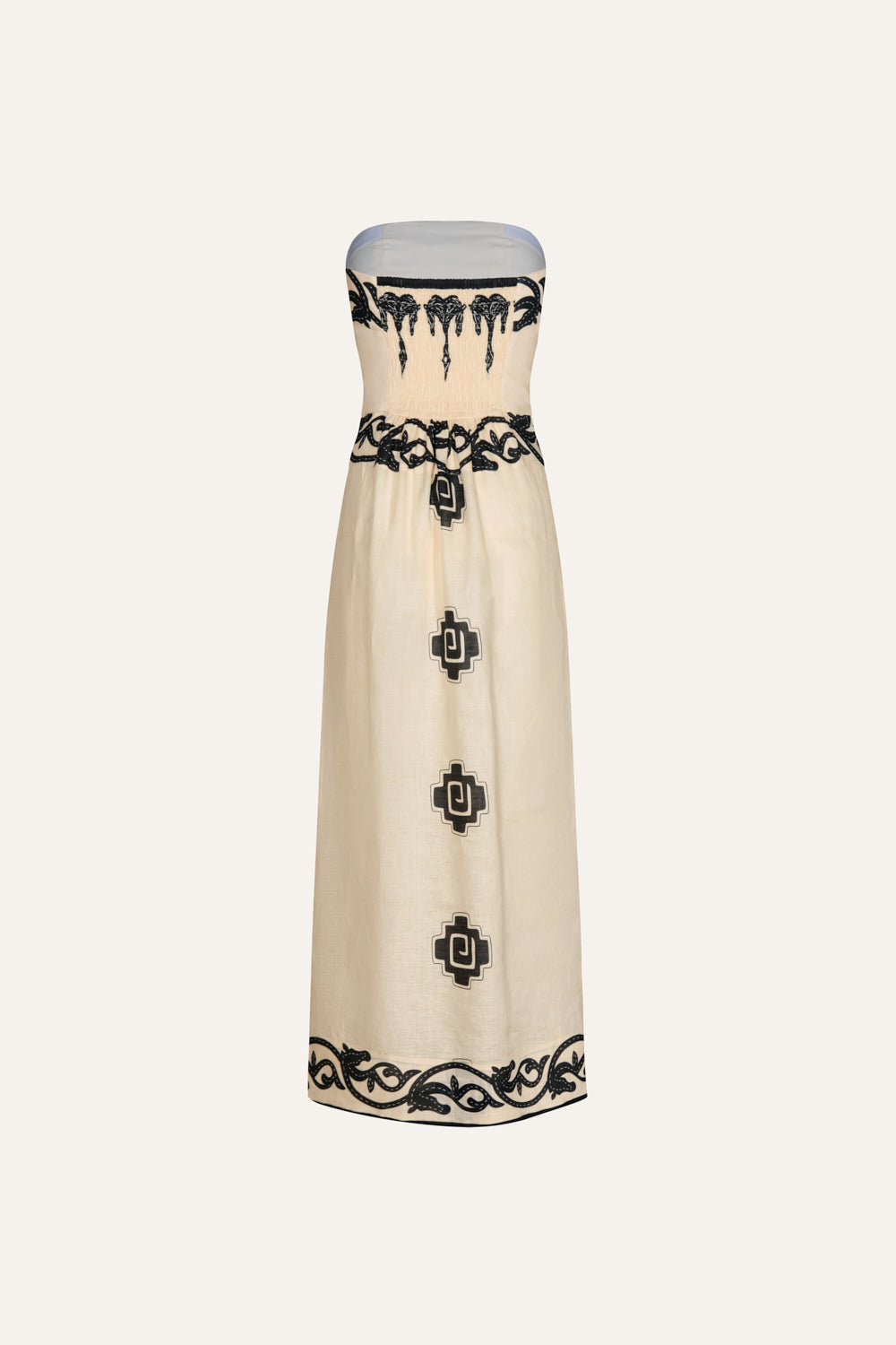 Vintage Ecru Linen Dress for Women - Boho Chic Maxi Dress for Summer, Beach, and Casual Outings