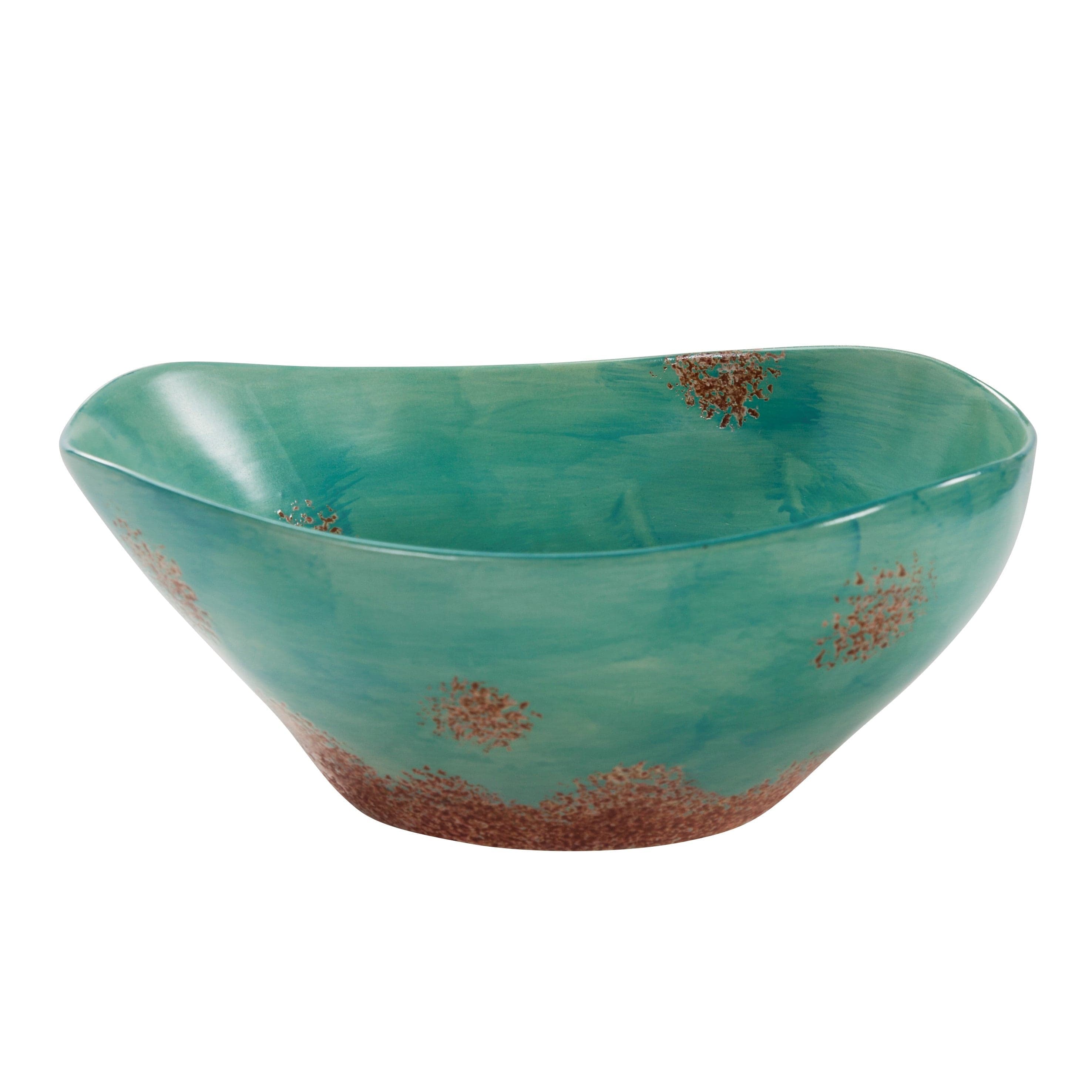 Handmade Patina Turquoise Ceramic Serving Bowl - Elegant & Durable Dish for Salads, Pasta, Snacks - Perfect for Dinner Parties, Family Gatherings & Home Decor
