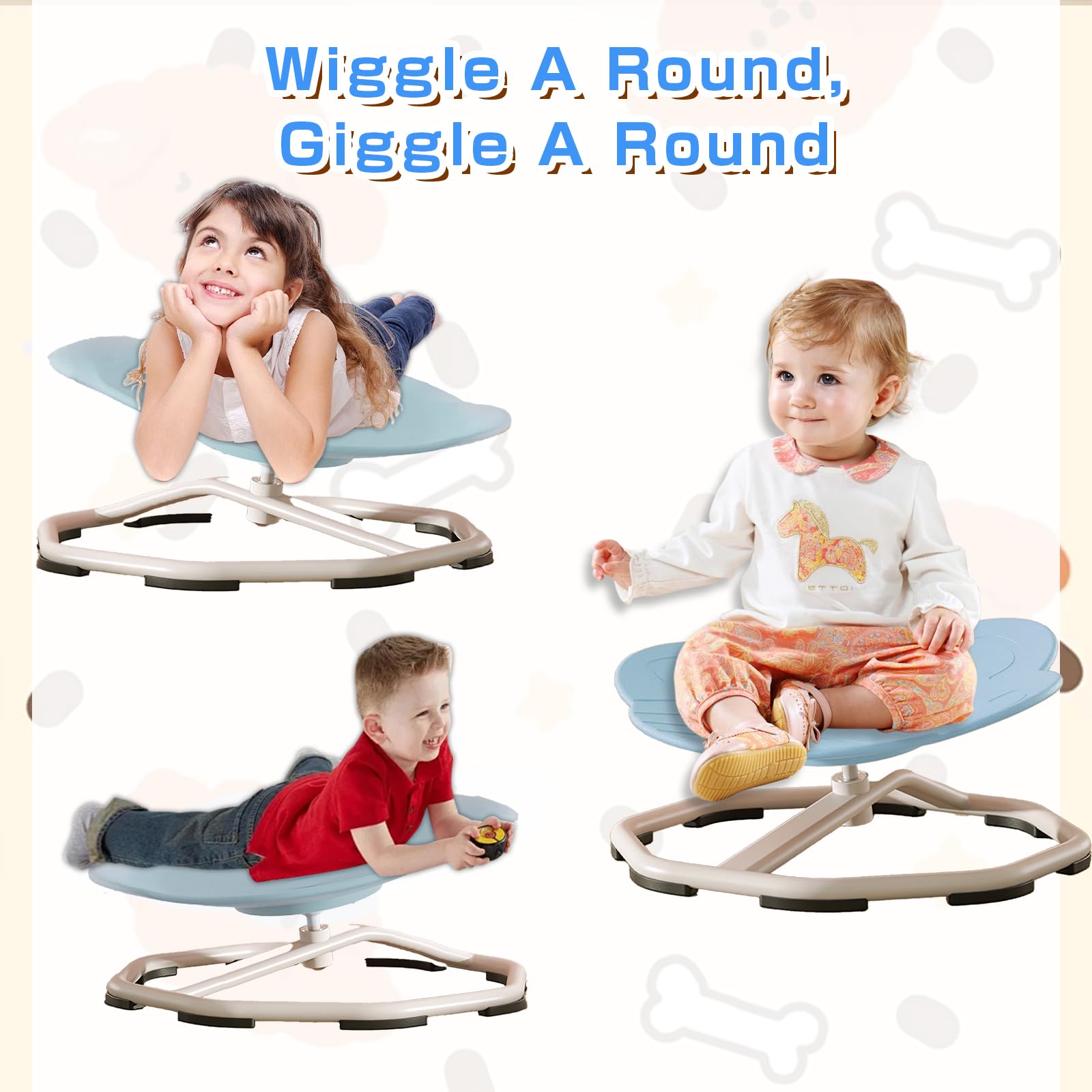 Kids Swivel Chair - Sensory Spinning Chair for Autistic Children, Light Blue Autism Therapy Chair - Perfect for Classroom, Playroom & Home Sensory Integration