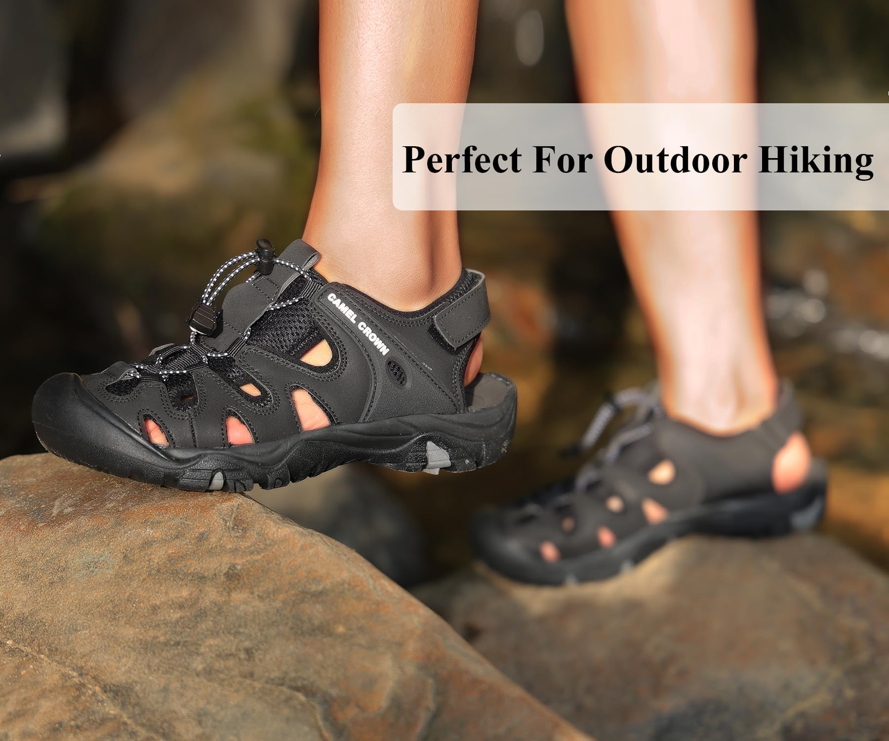 CAMEL CROWN Women's Hiking Sandals - Waterproof Closed Toe for Beach & Outdoor