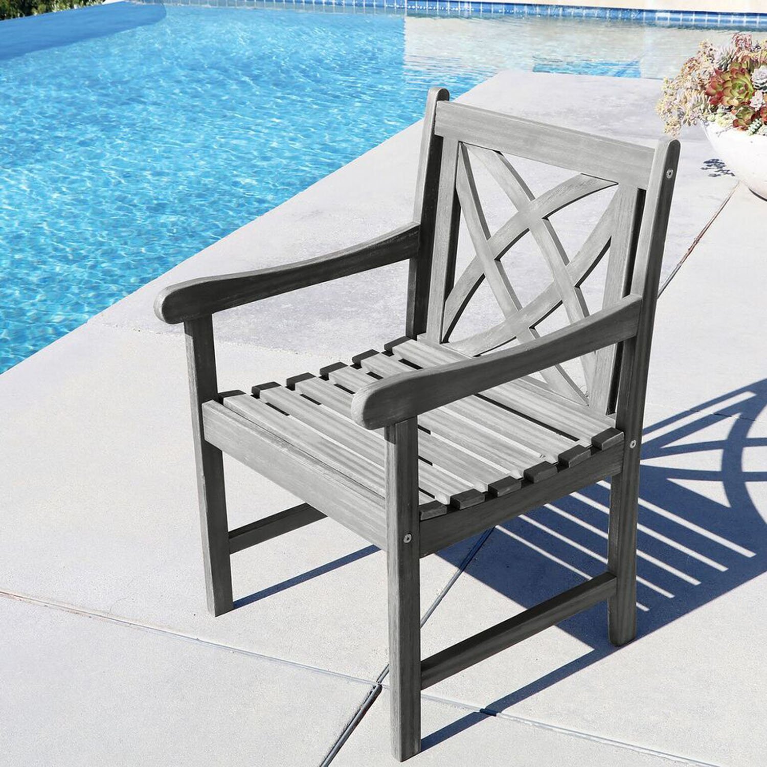 Hand-Scraped Wood Garden Armchair - Rustic Outdoor Patio Furniture for Backyard, Deck, Porch & Garden Relaxation