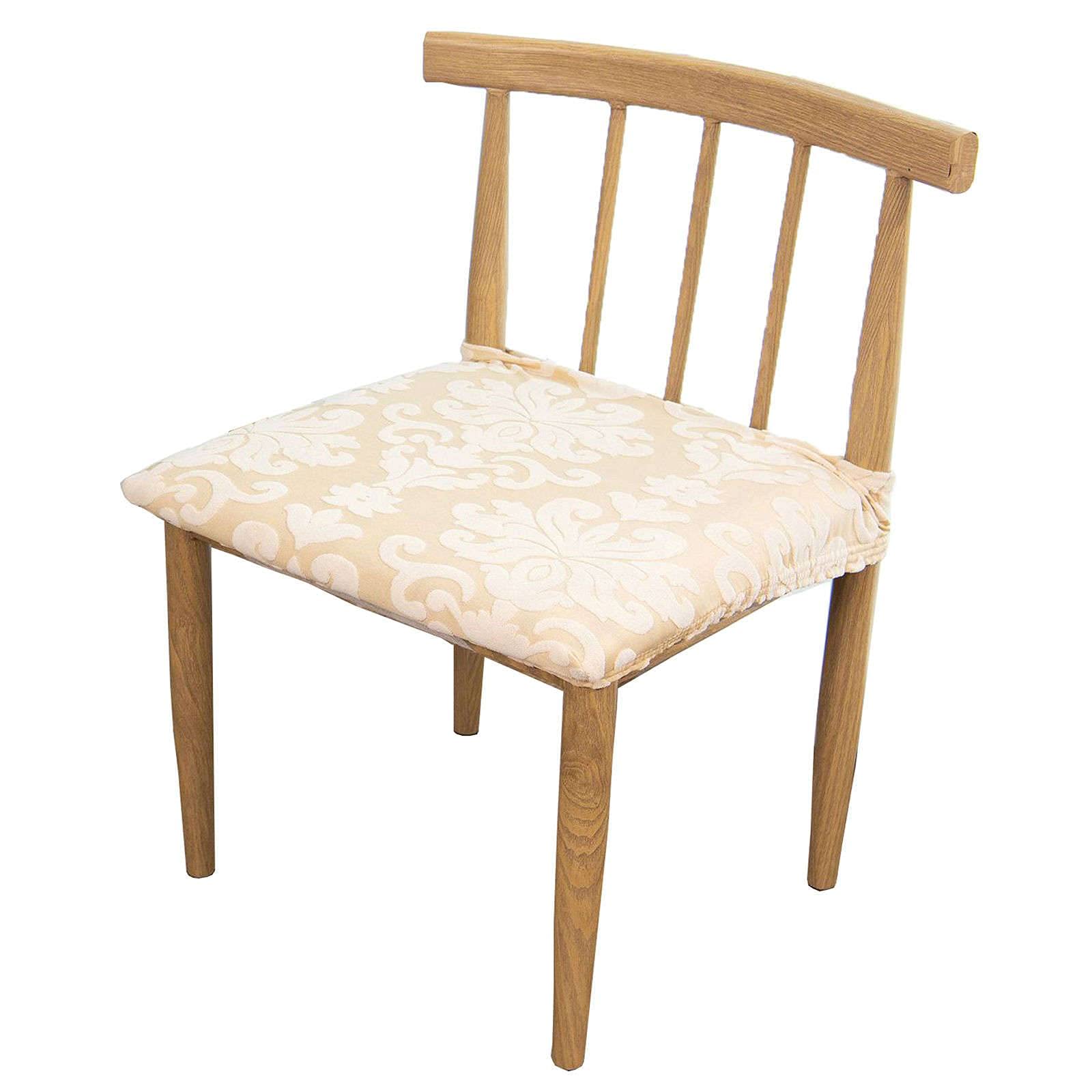 Stretchable Jacquard Dining Chair Covers - Non-Slip Washable Seat Protectors for Restaurants & Home (2-Pack, Beige) | Perfect for Dining Rooms, Cafes, and Kitchen Chairs