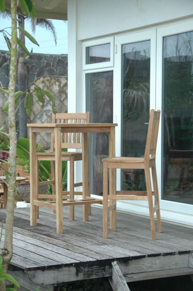 Anderson Teak Bahama Avalon 3-Piece Square Bar Set - Outdoor Patio Furniture for Backyard, Poolside & Garden Relaxation - Set of 10