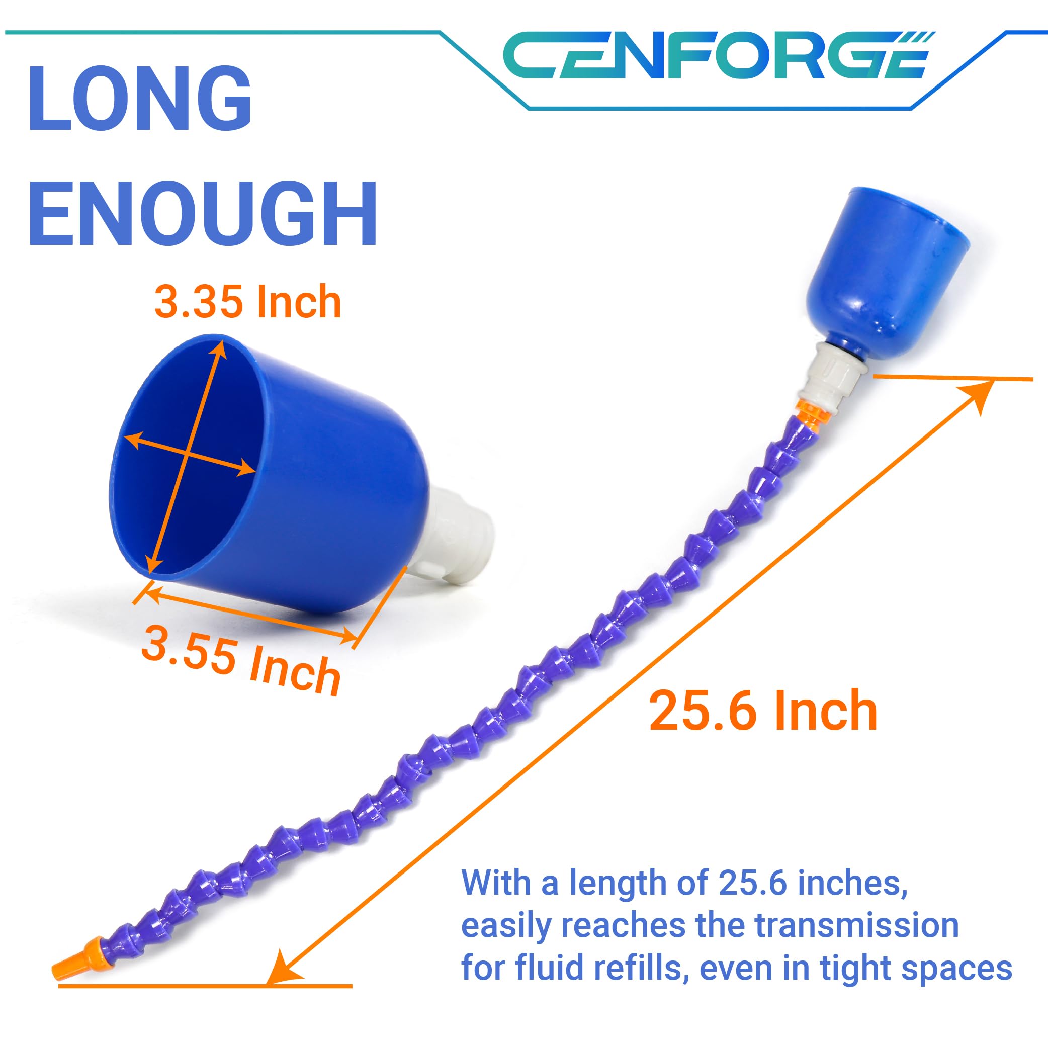 25.6 Inch Flexible Long Neck Funnel - Bendable Oil Funnel for Transmission Fluid, Automotive Fluids, and Engine Maintenance - Perfect for DIY Car Repair, Motorcycle Maintenance, and Home Garage Use