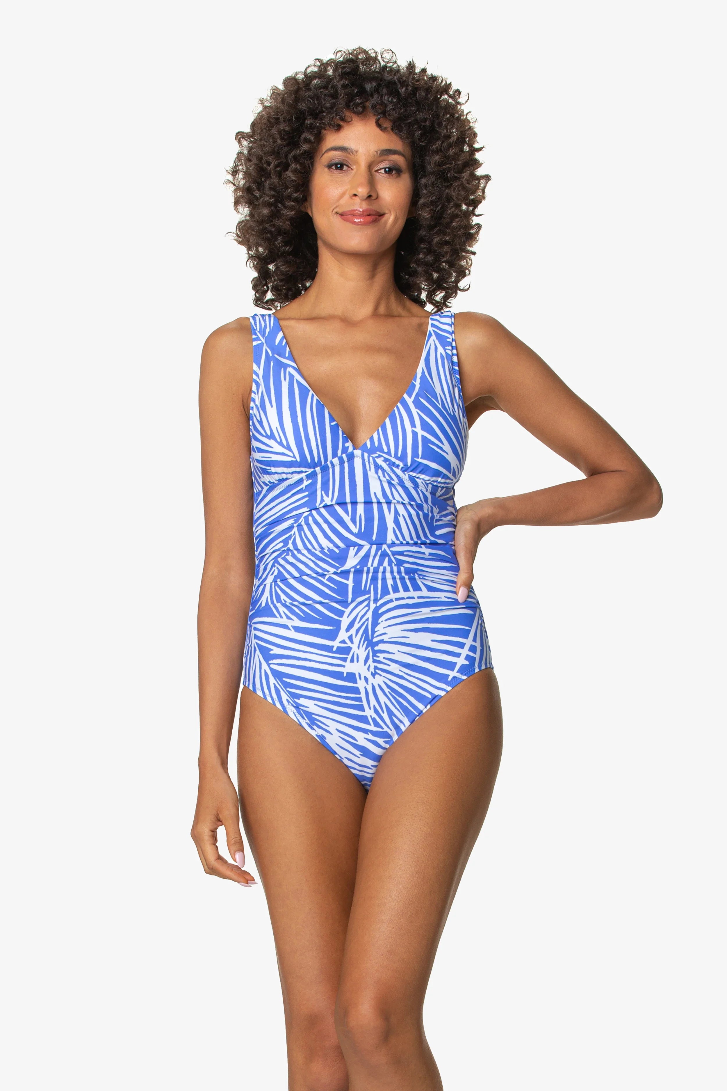 Olivia One Piece Swimsuit | South Seas Blue Periwinkle Print Women's Bathing Suit - Perfect for Beach Vacations & Pool Parties