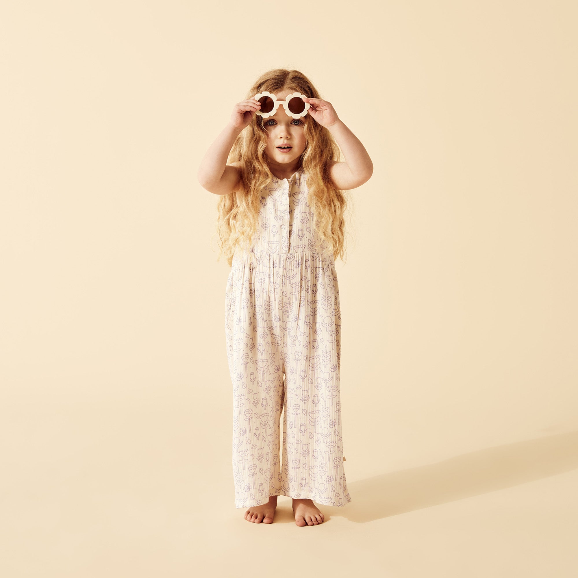 Flow Organic Crinkle Jumpsuit for Baby Girls | Soft Cotton Romper with Snap Buttons | Perfect for Playtime, Photo Shoots & Everyday Wear