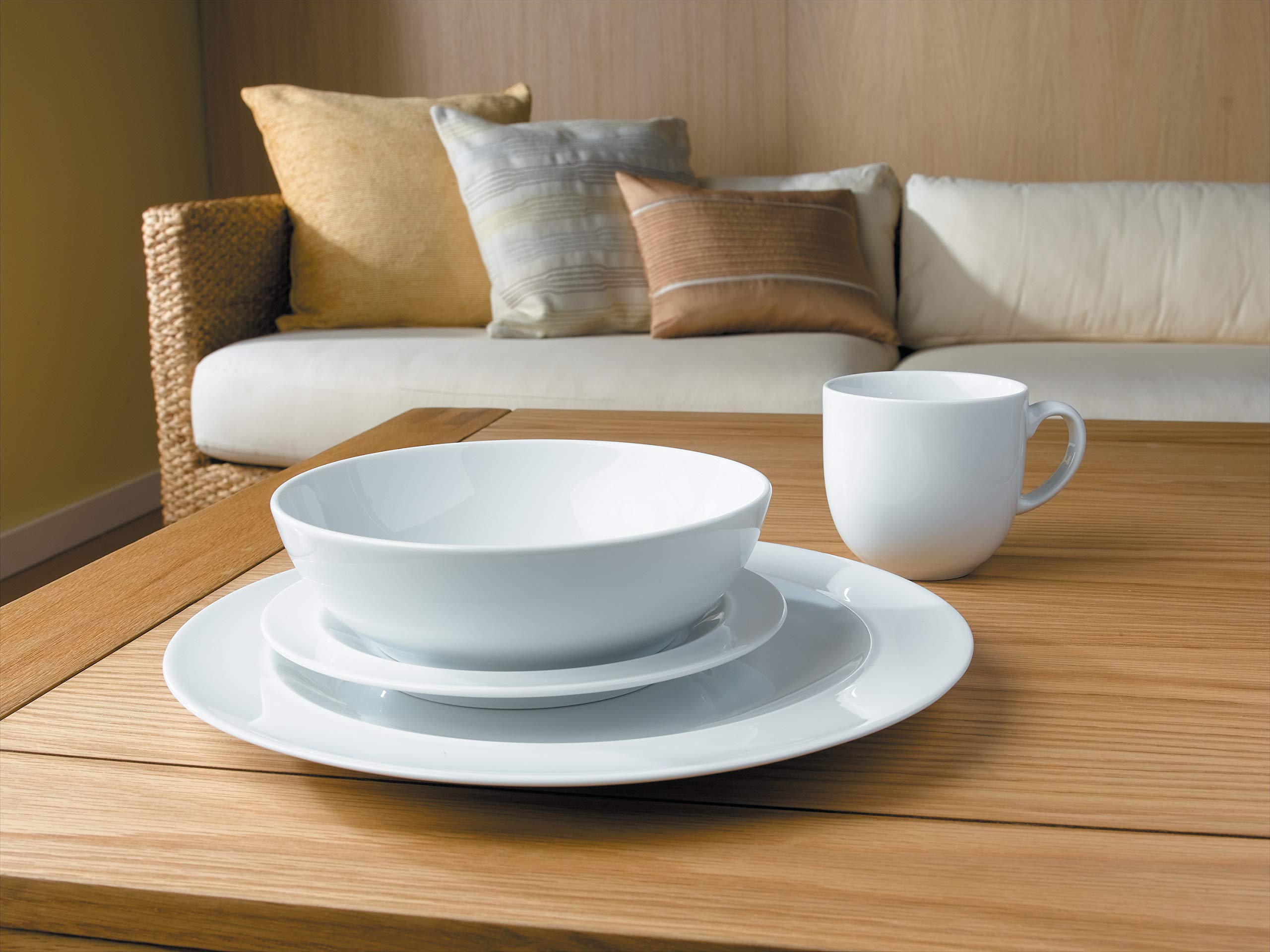 Denby 4-Piece Cereal Bowl Set - White Neutral Stoneware Bowls for Breakfast, Soup & Salad - Perfect for Everyday Dining & Entertaining
