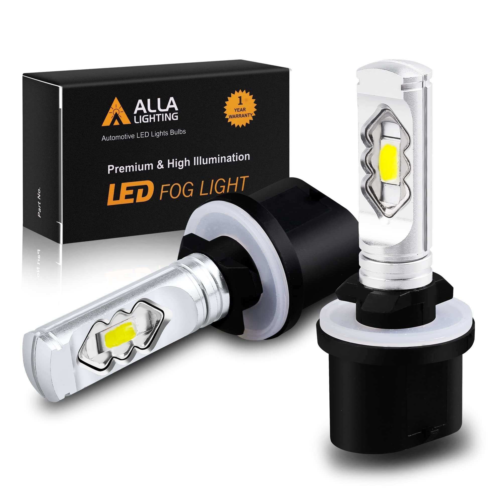 Alla Lighting 3800lm 899 880 LED Fog Light Bulbs - Super Bright 3000K Amber Yellow, Compatible with 893 885, ETI 56-SMD - Perfect for Off-Road, Trucks & SUVs in Foggy or Low Visibility Conditions