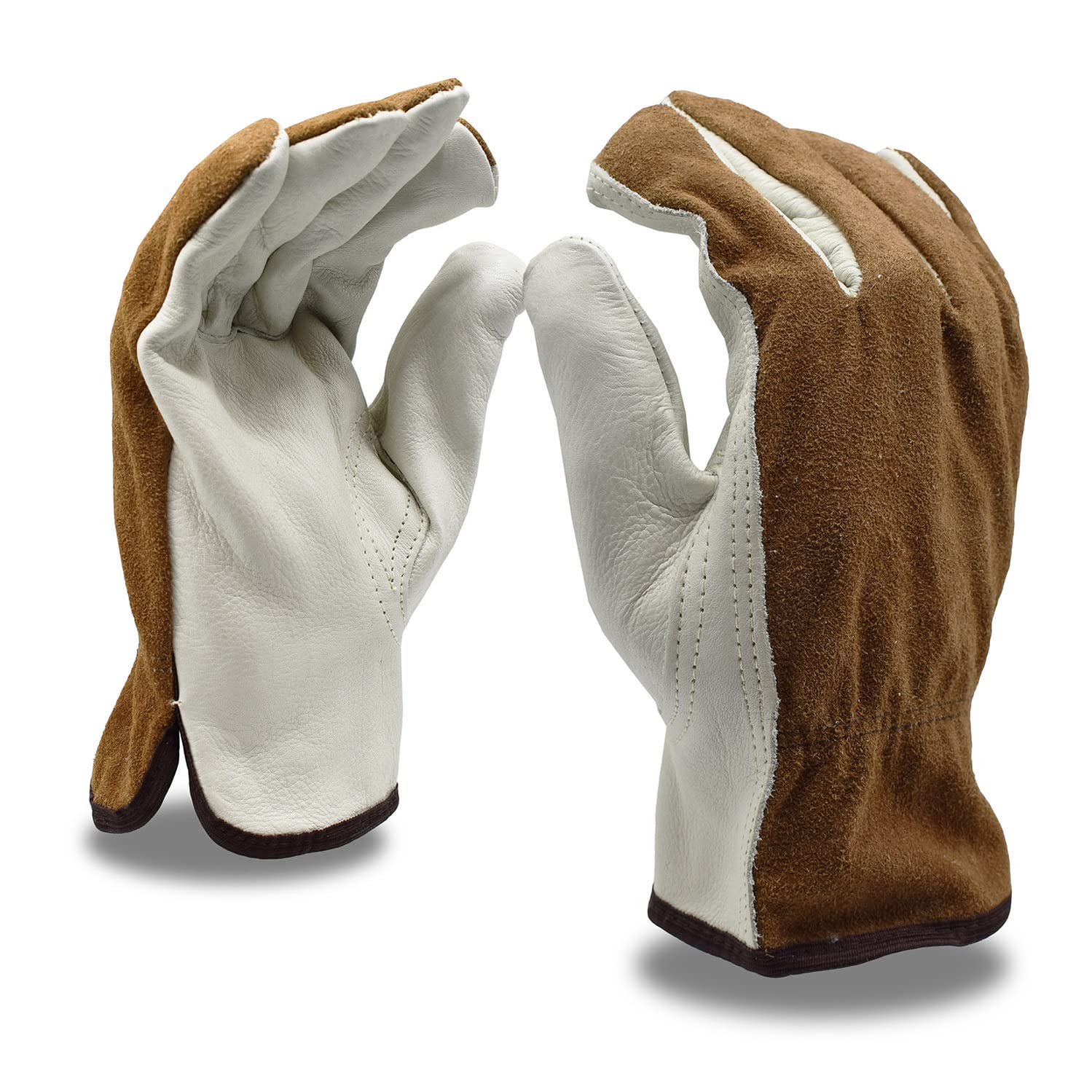 Premium Cordova 8232S Select Grain Cowhide Driver Gloves - Brown Split Leather Back, Unlined, Keystone Thumb - Small Size (12-Pack Bulk) - Durable Work Gloves for Trucking, Construction & Outdoor Activities