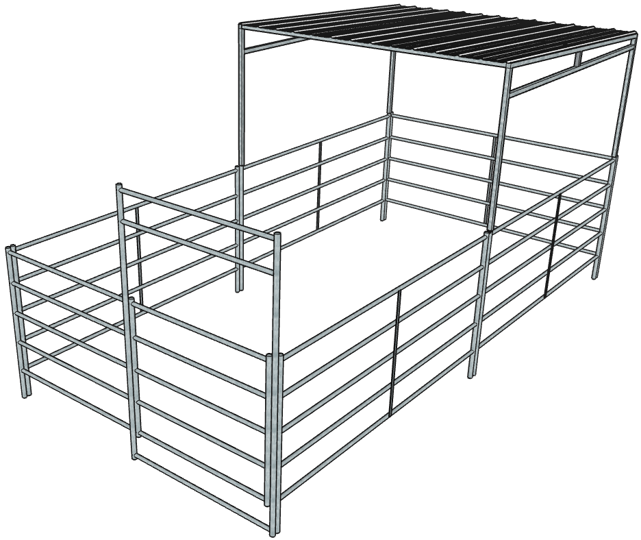 10 Ft x 20 Ft Galvanized Steel 5-Rail Horse Stall Kit with Roof - Durable Stable Shelter for Horses, Ponies & Livestock - Perfect for Farms, Ranches & Equestrian Centers