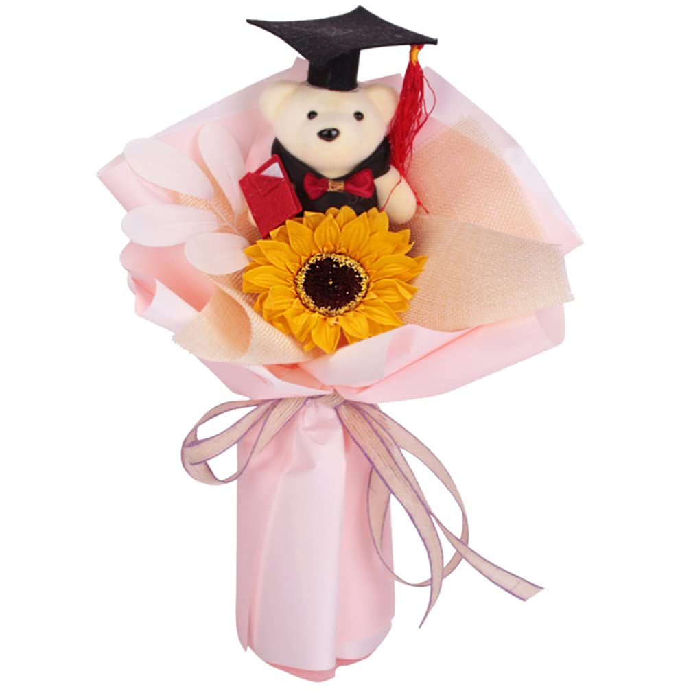 PRETYZOOM Artificial Sunflower Bouquet - Graduation Party Decor, Photo Booth Props & Table Centerpieces - Floral Arrangements for Graduation Ceremony, Wedding, Home Decor