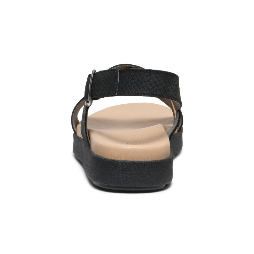 Women's Elle Luxe Cross Strap Sandals - Black/Black | Comfortable Summer Shoes for Beach, Vacation & Casual Outings