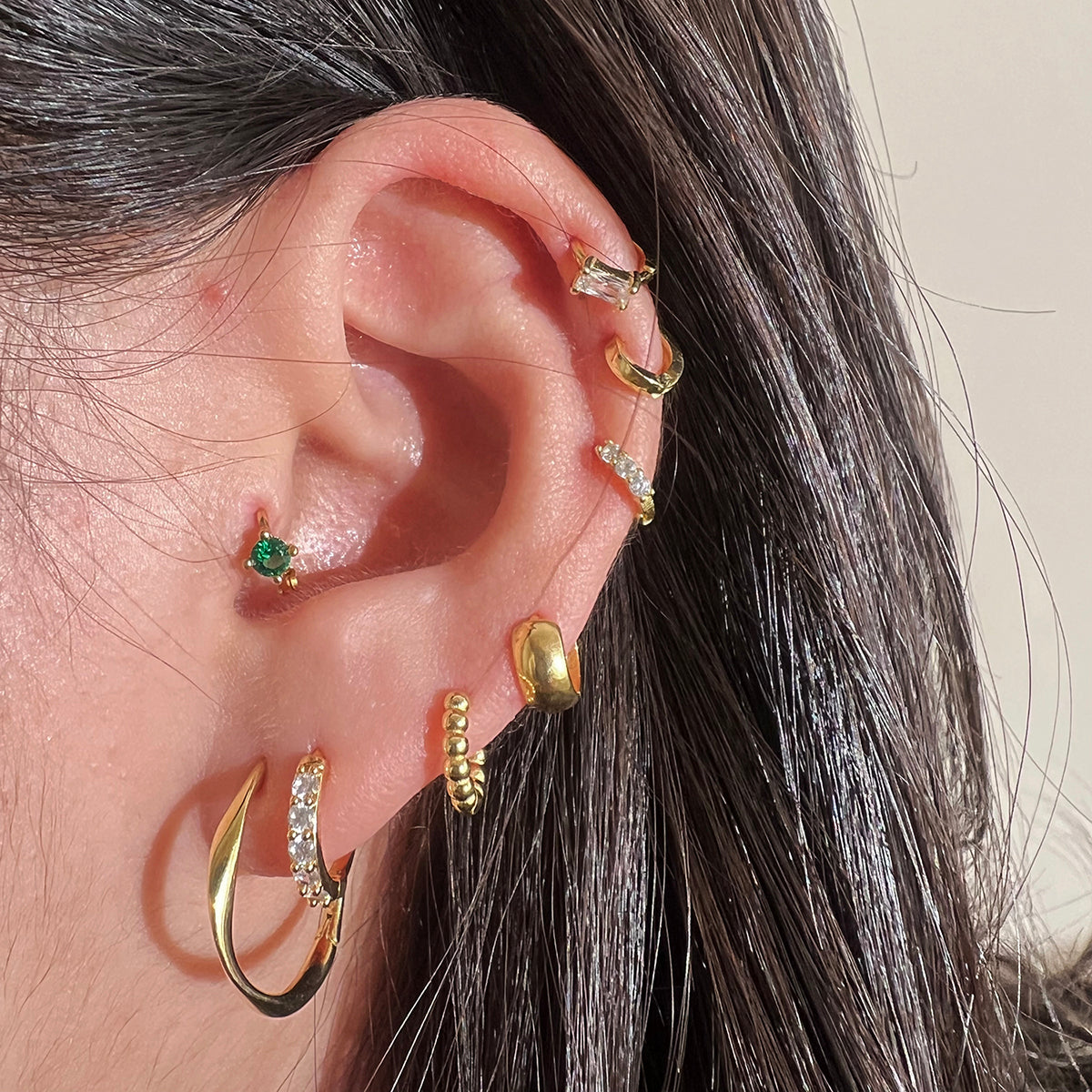 925 Sterling Silver Triple Cubic Huggie Earrings for Women - Minimalist Stackable Hoop Earrings for Everyday Wear, Gift Giving & Special Occasions