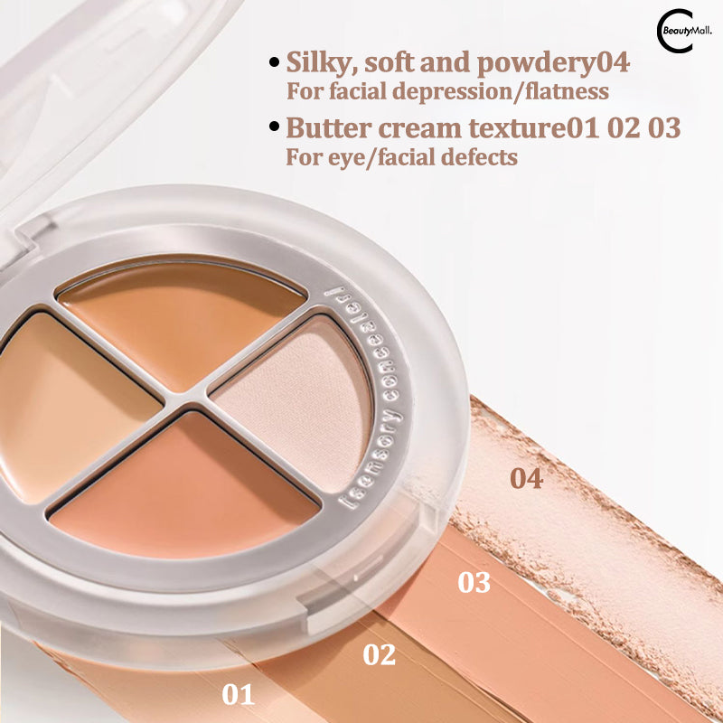 UNNY Sensation Flawless Quad Concealer Palette - 4 Shades for Dark Circles, Blemishes & Contouring | Perfect for Everyday Makeup & Professional Use