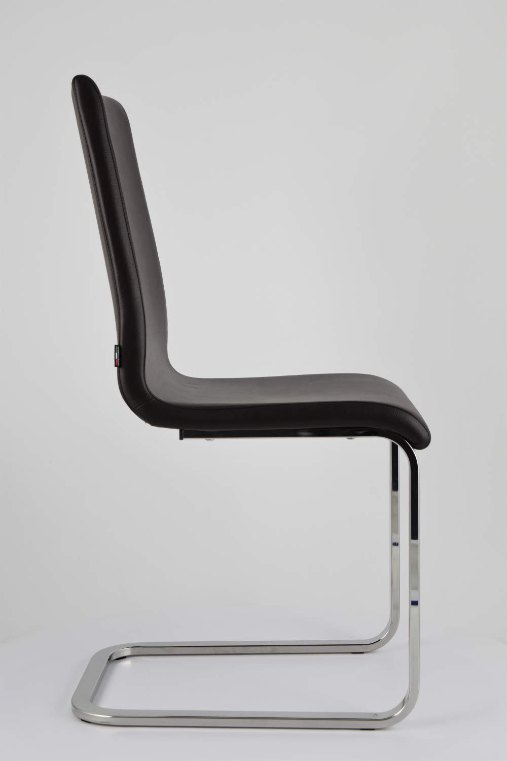 TommyChairs Berlin Style Cantilever Chair with High-Strength Chrome Steel Legs & Multi-Layer Wood Seat, Mocha Faux Leather Upholstery - Modern Dining Room, Living Room, Office Furniture for Home Decor