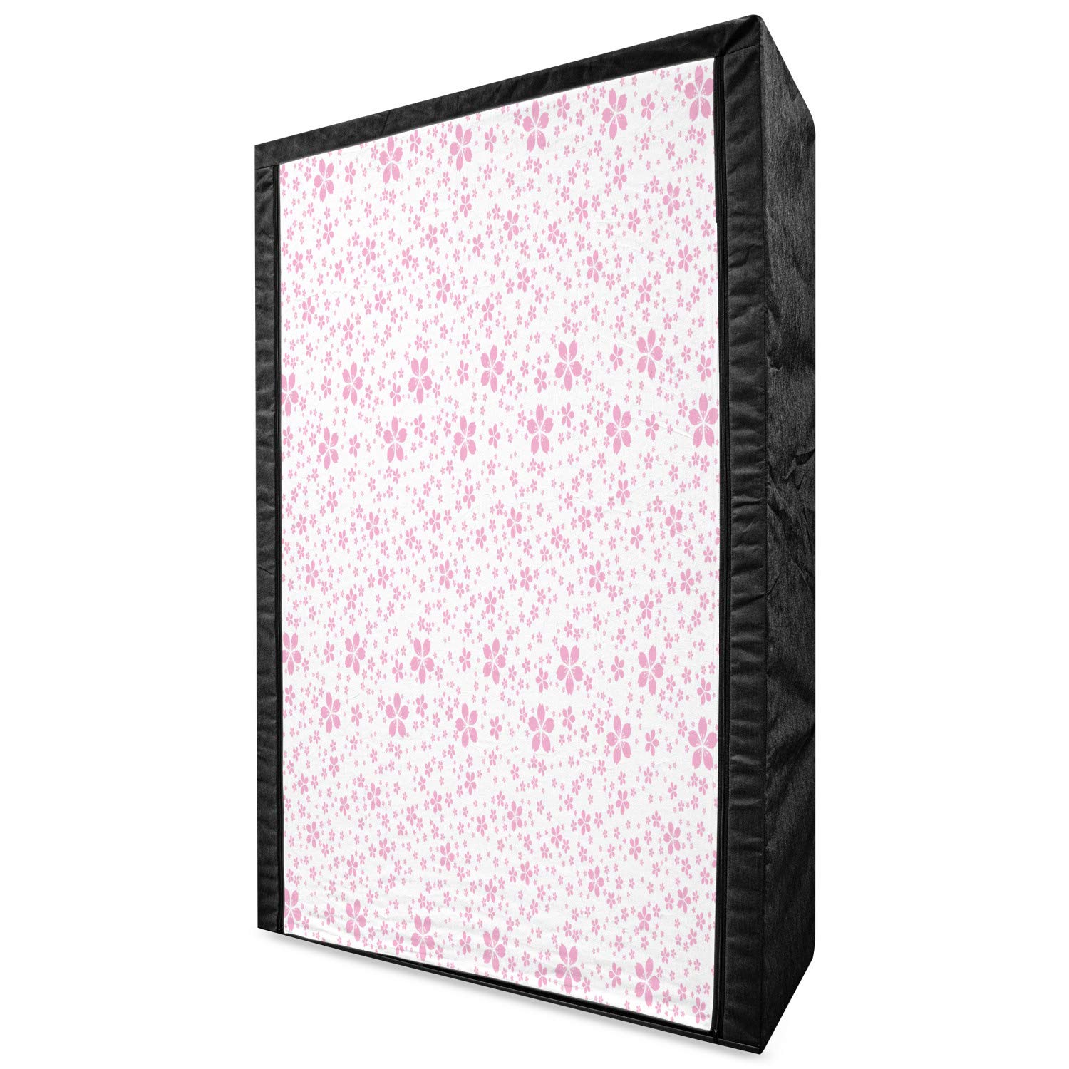 Ambesonne Cherry Blossom Fabric Wardrobe - Portable Closet Organizer with Shelves, 42.5 Inch, Pale Pink & White Floral Design for Girls Bedroom, Dorm Room, or Nursery Storage Solution