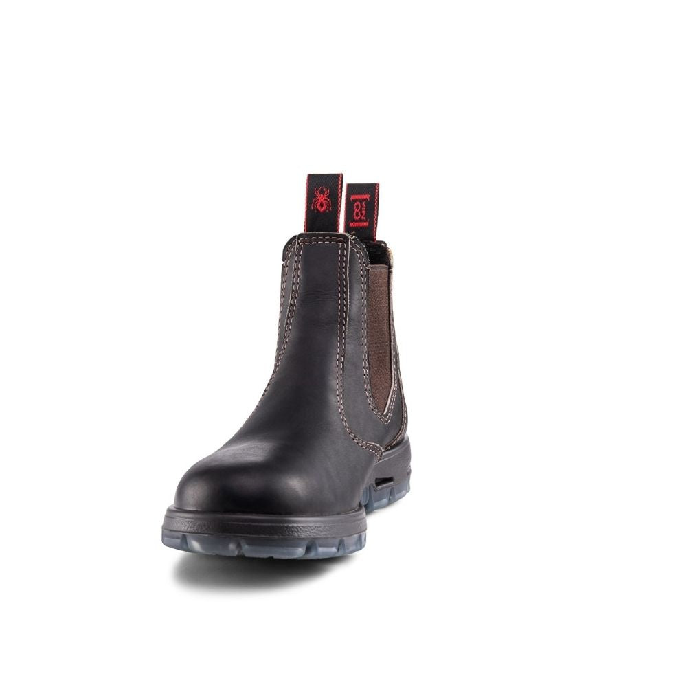 Redback Bobcat Unisex Slip-On Steel Toe Work Boots - Claret Oil Kip Leather - Comfortable & Durable Safety Shoes for Construction, Warehouse & Industrial Work