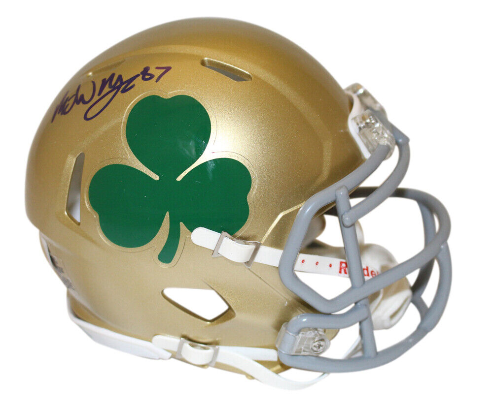 Michael Mayer Autographed Notre Dame Fighting Irish Shamrock Speed Mini Helmet - Collectible Football Memorabilia for Fans & Sports Enthusiasts - Perfect for Display Cases, Man Caves, and Game Room Decor