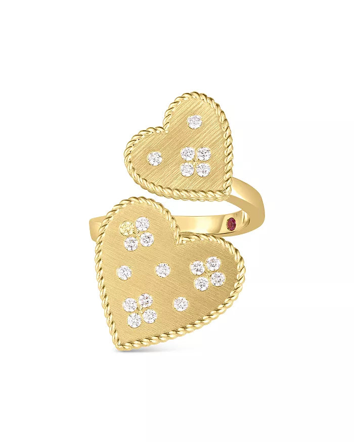 Roberto Coin Venetian Princess Heart Ring - 18K Gold & Diamond Jewelry for Women | Elegant Gift for Valentine's Day, Anniversary & Special Occasions | Perfect for Romantic Dates, Weddings & Evening Events