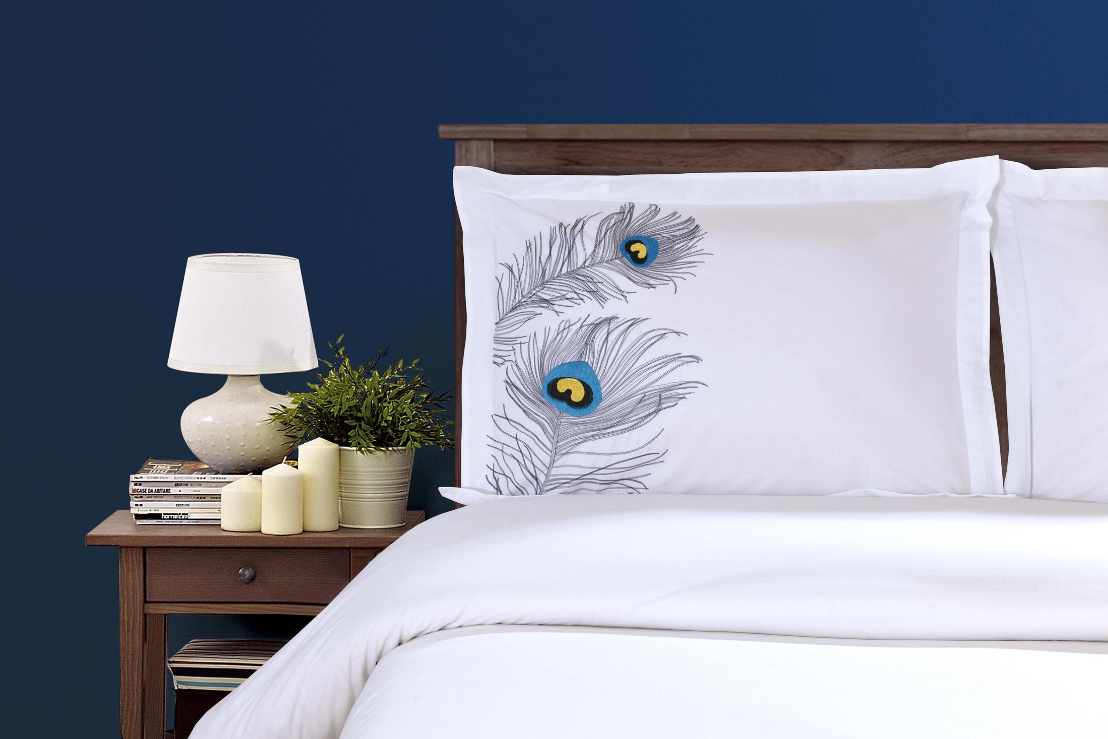 Peacock Cotton Embroidered Duvet Cover Set - King Size Luxury Bedding with Pillowcases - Elegant Bohemian Style for Master Bedroom Decor