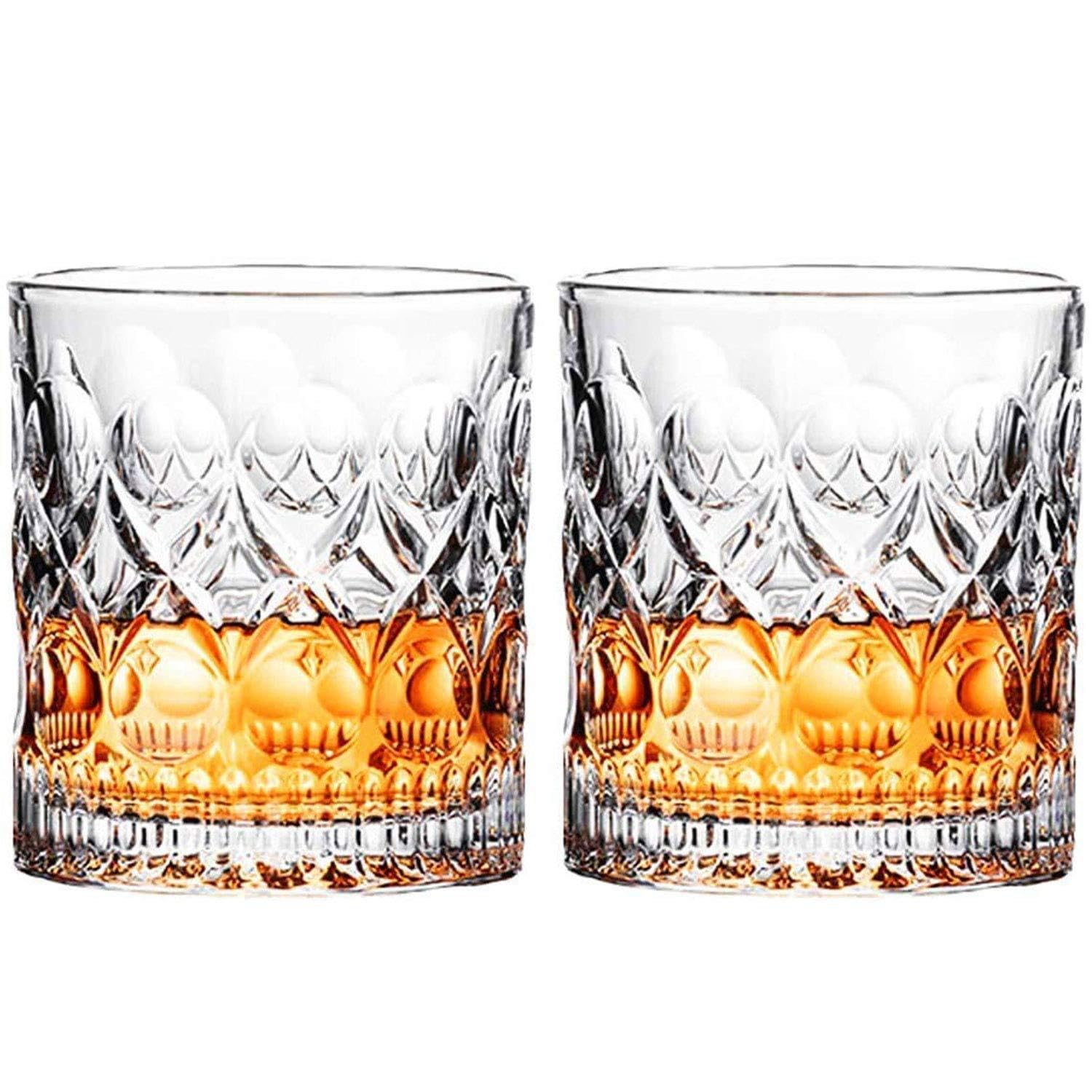 Premium DOMINGO HUB® Whiskey Glasses Set of 2 - 300ml Thick Bottom Old Fashioned Bar Glasses for Scotch, Bourbon, Brandy & Cocktails - Ideal Gift for Whiskey Lovers & Home Bar Enthusiasts - Perfect for Entertaining, Relaxing & Special Occasions