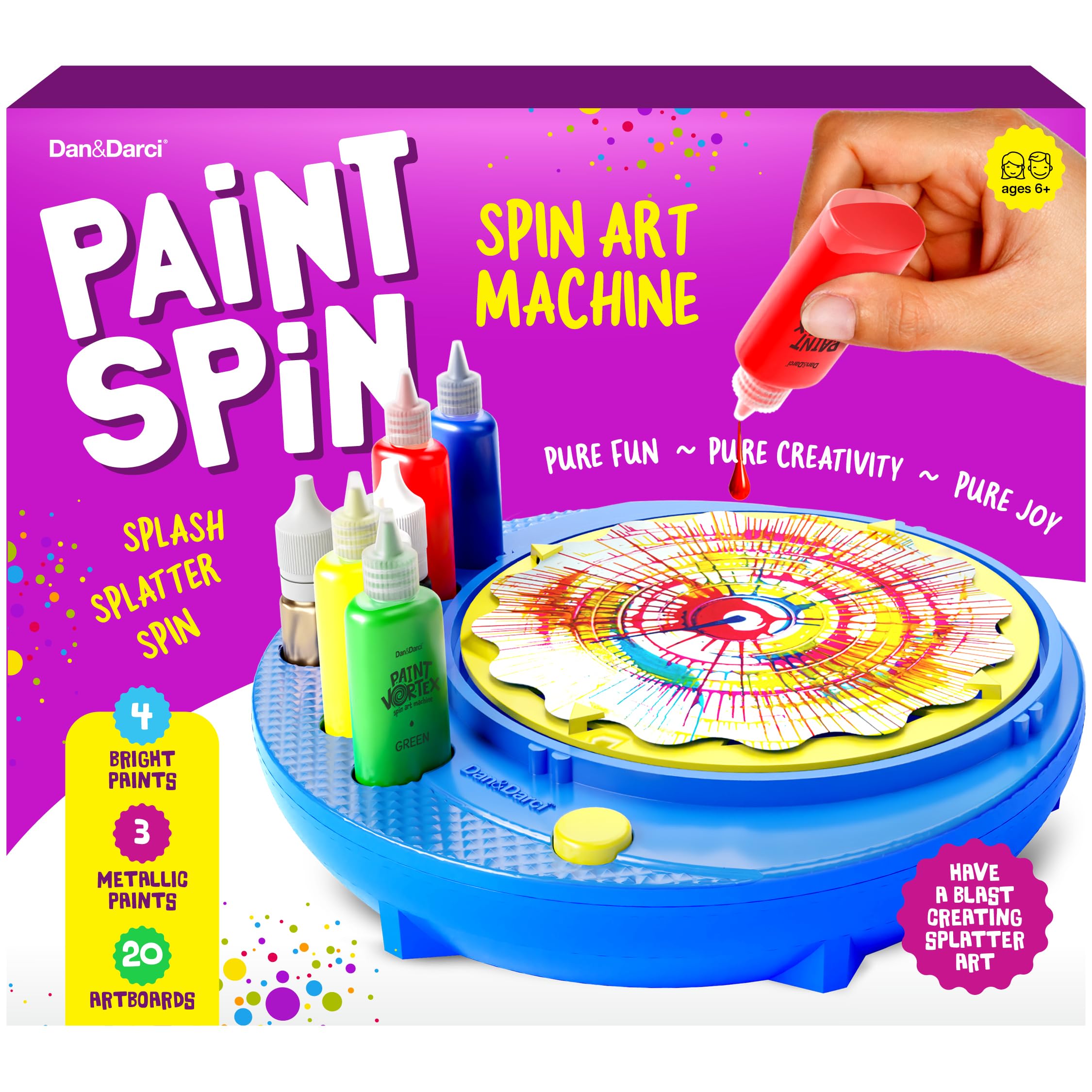 Dan&Darci Kids Paint Spin Art Machine Kit - Creative Arts & Crafts for Boys & Girls Ages 6-9 | DIY Painting Spinner Toy Set for Birthday Gifts, Easter Activities & STEM Learning Fun