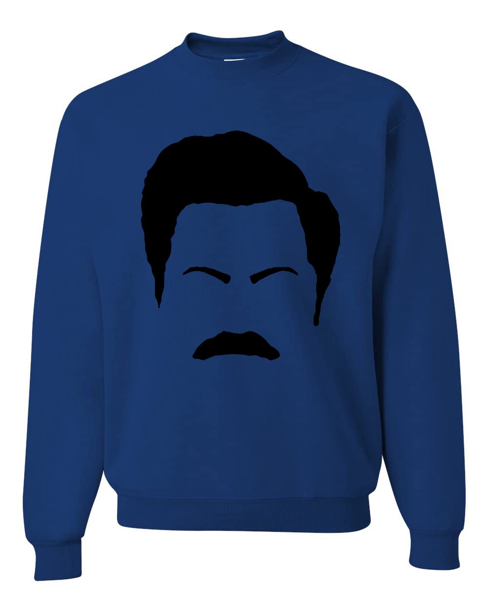 Wild Bobby Parks and Rec Fans Ron Swanson Mustache Face Silhouette Graphic Sweatshirt - Unisex Crewneck Pop Culture Tee for TV Show Lovers & Comedy Fans