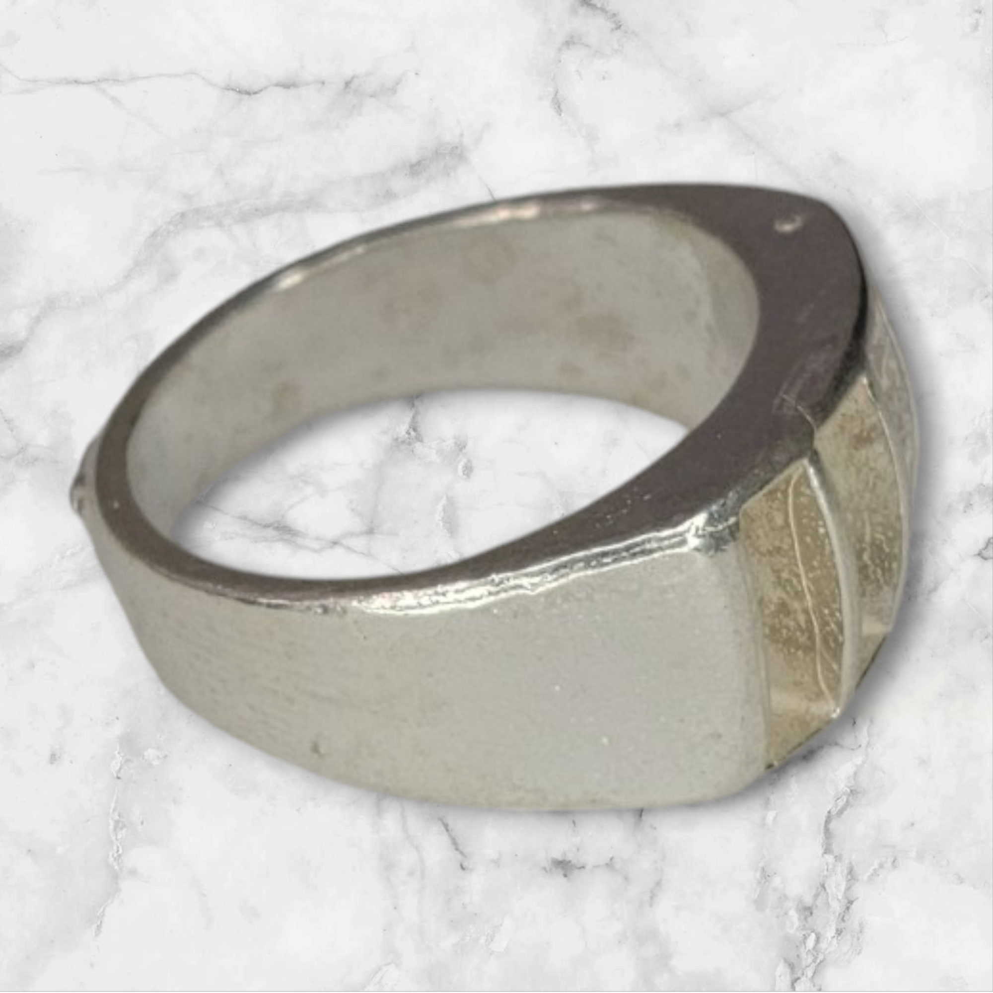 Solid Sterling Silver Inlay Rectangle Blank Setting for DIY Jewelry Making – Rough Casted Empty Ring for Carving & Engraving – Size 7-12 – Perfect for Silversmiths, Jewelry Designers & Craft Enthusiasts (Great for Custom Wedding Bands & Handmade Jewelry Projects)
