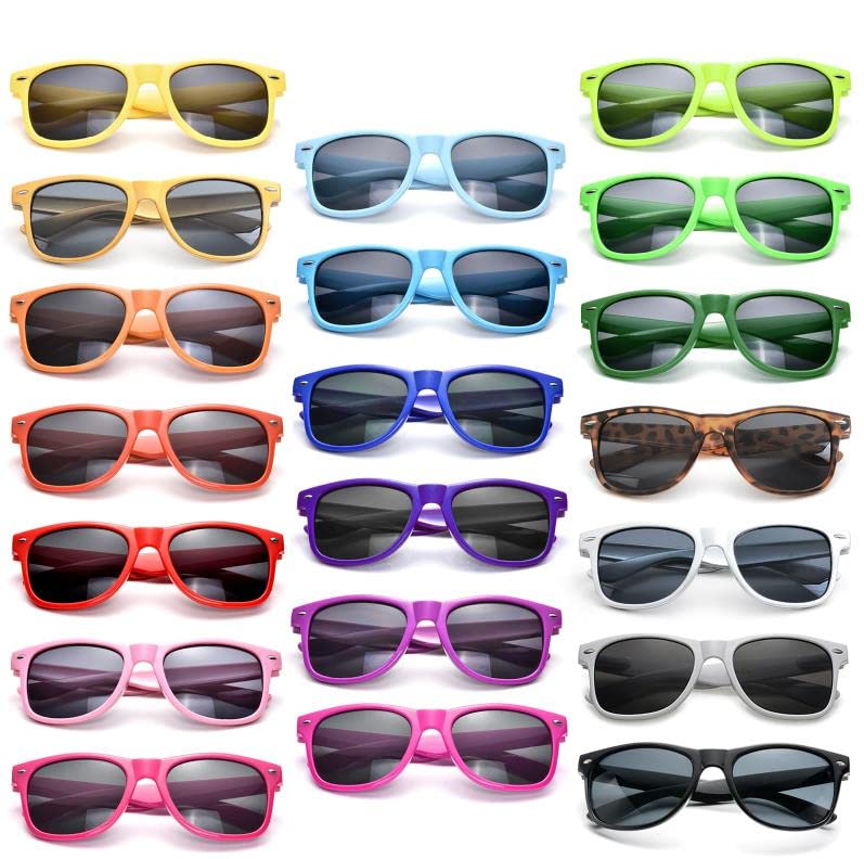 Pibupibu 10/20 Pack Wholesale Neon Square Retro Sunglasses for Adults - Perfect for Pool Parties, Music Festivals & Summer Beach Outfits