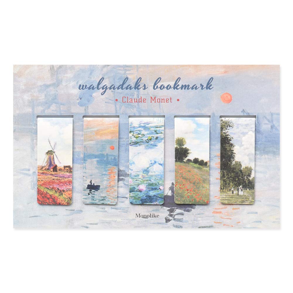 Monolike Magnetic Bookmarks Monet Set of 5 - Vintage Floral Page Markers for Books, Notebooks & Journals - Perfect Gift for Book Lovers & Students
