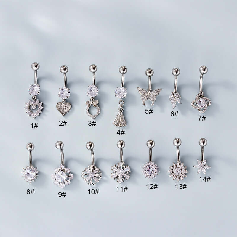 14G Surgical Steel Silver Belly Button Ring with Heart Charm Dangle - Hypoallergenic Body Jewelry for Women | Perfect for Piercing, Everyday Wear & Special Occasions