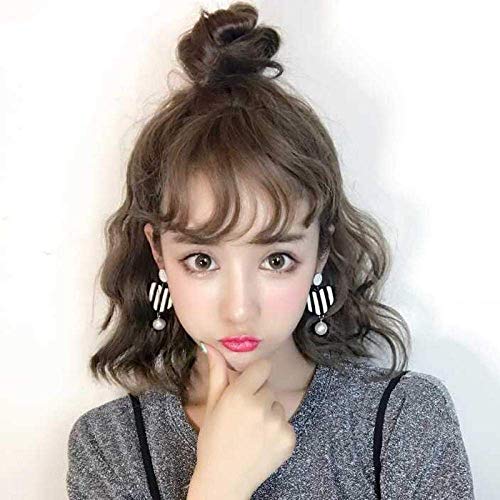 Short Curly Bob Wig for Women - Fluffy Face-Framing Synthetic Hair with Bangs | Perfect for Cosplay, Daily Wear & Costume Parties