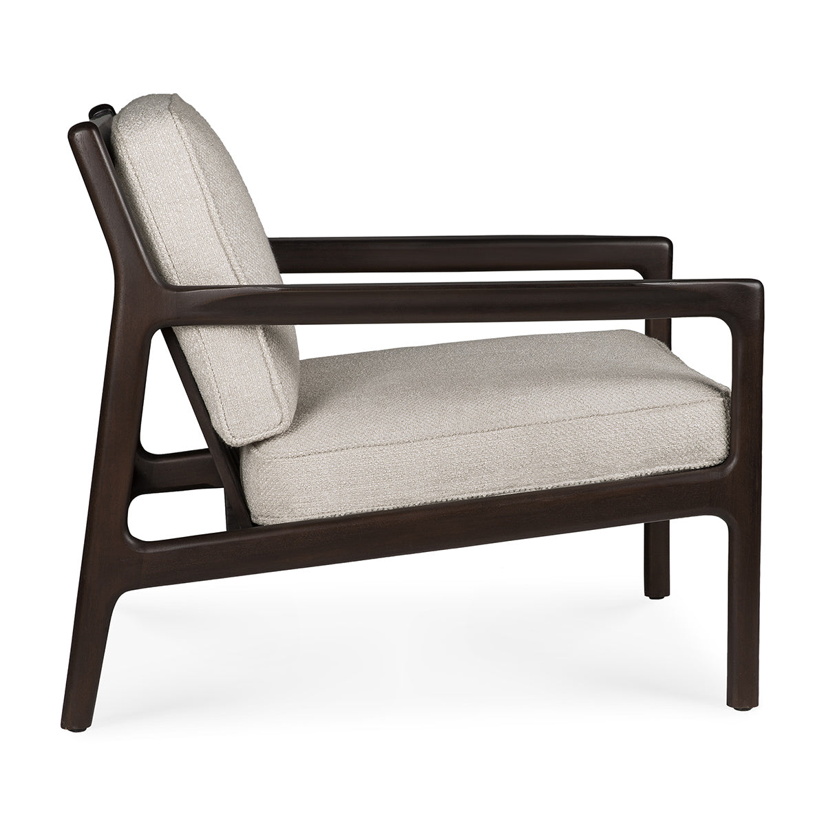 Jack Fabric Lounge Chair - Mahogany Dark Brown & Ivory Upholstery - Comfortable Modern Accent Chair for Living Room, Bedroom, or Office