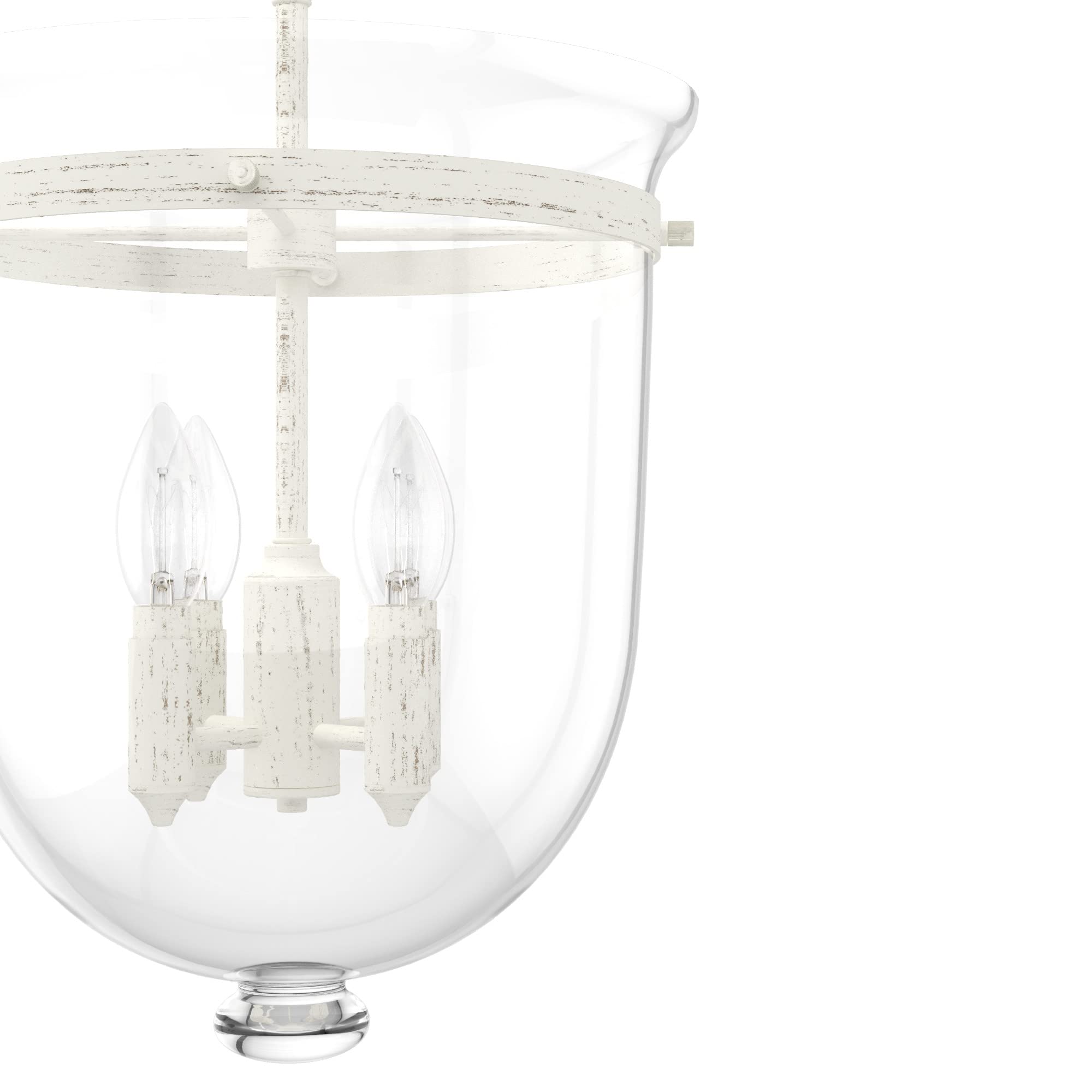 Hunter Fan Company 19314 Belltown Rustic White Pendant Light - Farmhouse Kitchen Island Lighting, Dining Room Chandelier, Bedroom Ceiling Fixture