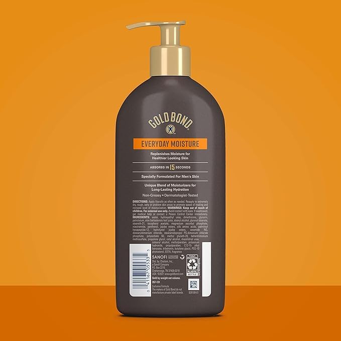 Men's Daily Moisturizing Body & Hand Lotion with Vitamin C - 14.5 oz Hydrating Cream for Dry Skin - Perfect for Gym, Office & Travel Essentials
