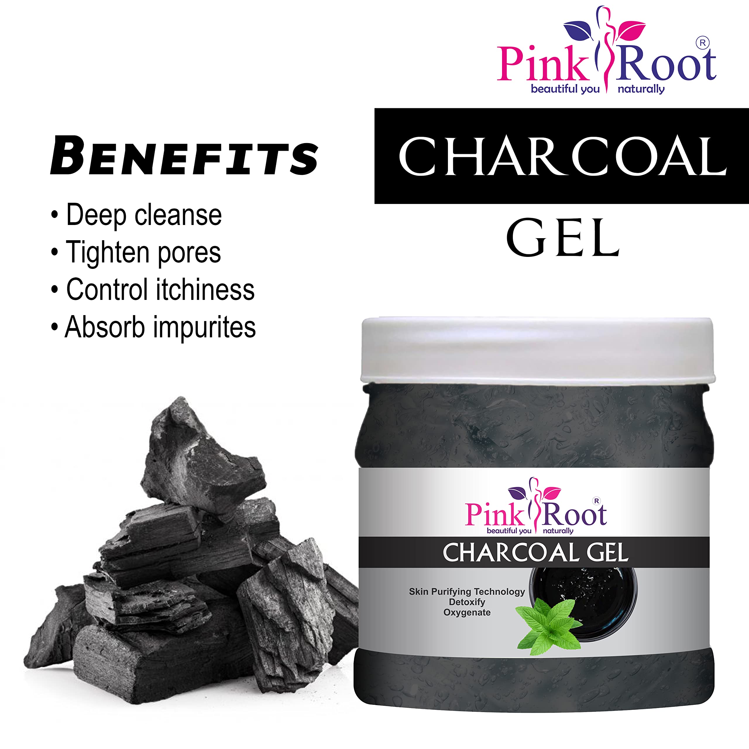 Pink Root & Charcoal Gel Body Massage Cream Set - 500gm Each for Deep Relaxation & Detox - Perfect for Spa, Home Massage & Muscle Relief
