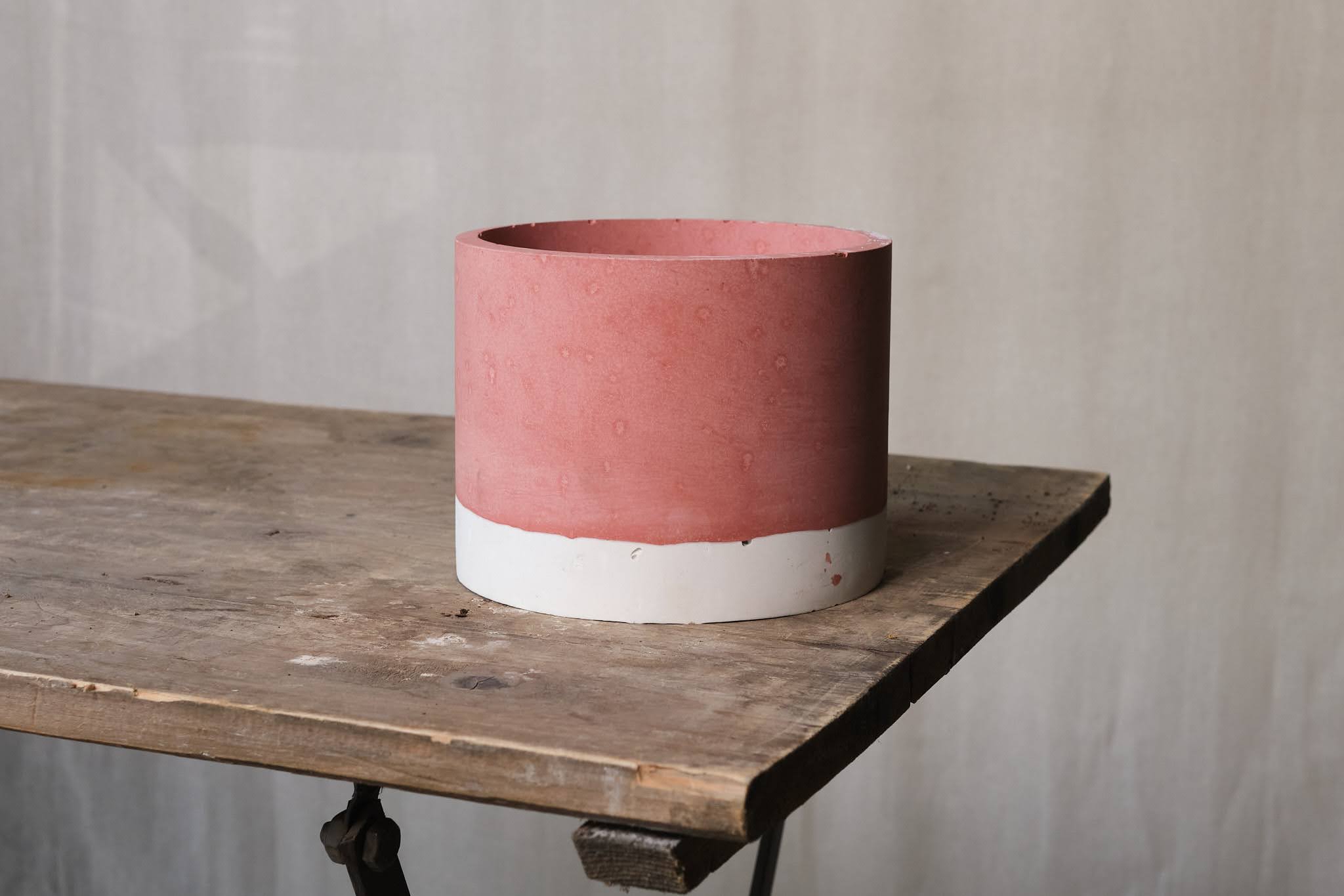 Handmade Terracotta & White Concrete Plant Pot - 13cm Diameter - Perfect for Succulents, Herbs & Indoor Plants - Modern Home & Garden Decor