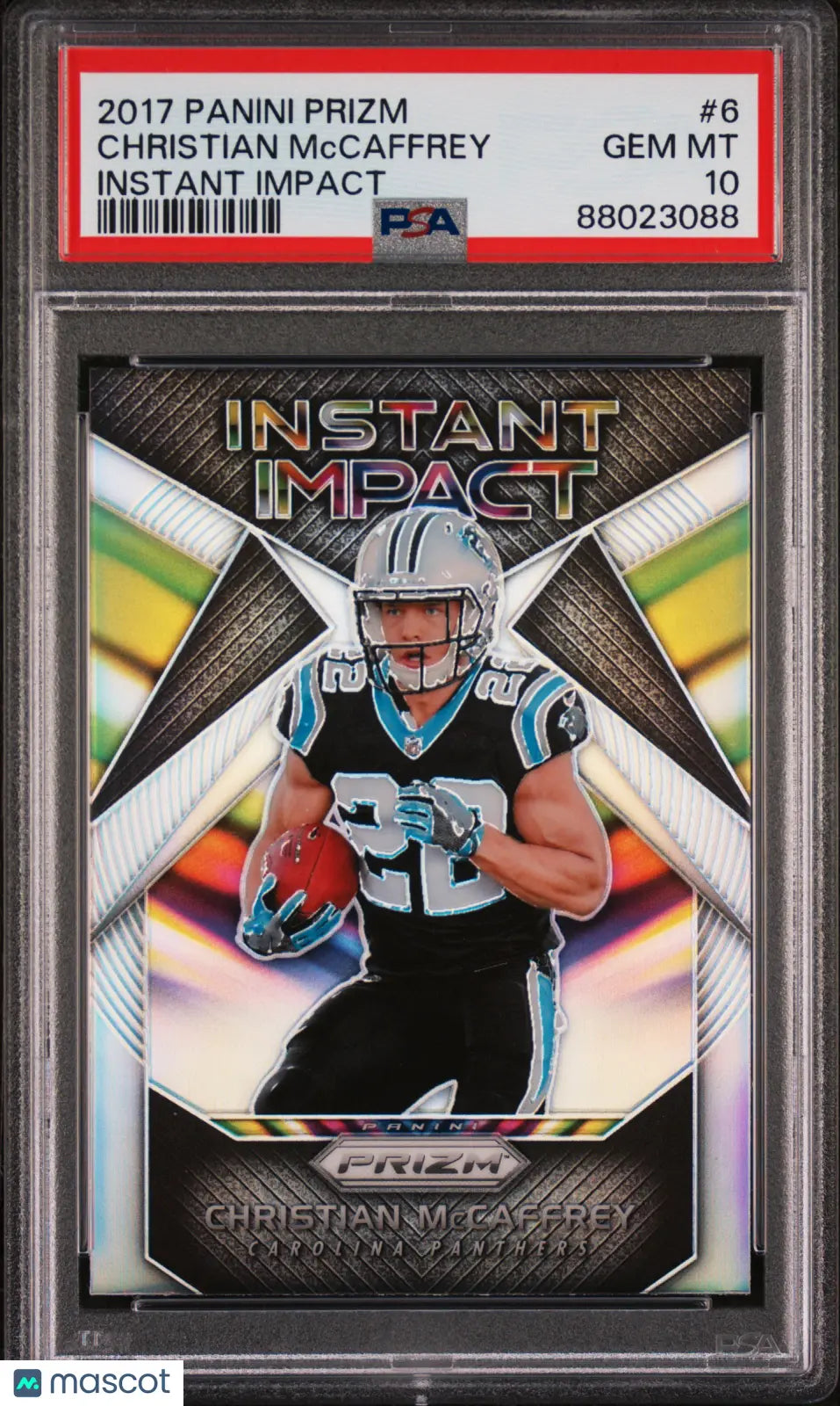 2017 Panini Prizm Instant Impact Christian McCaffrey #6 PSA 10 Graded Football Card - Perfect for Collectors, Sports Memorabilia & Investment