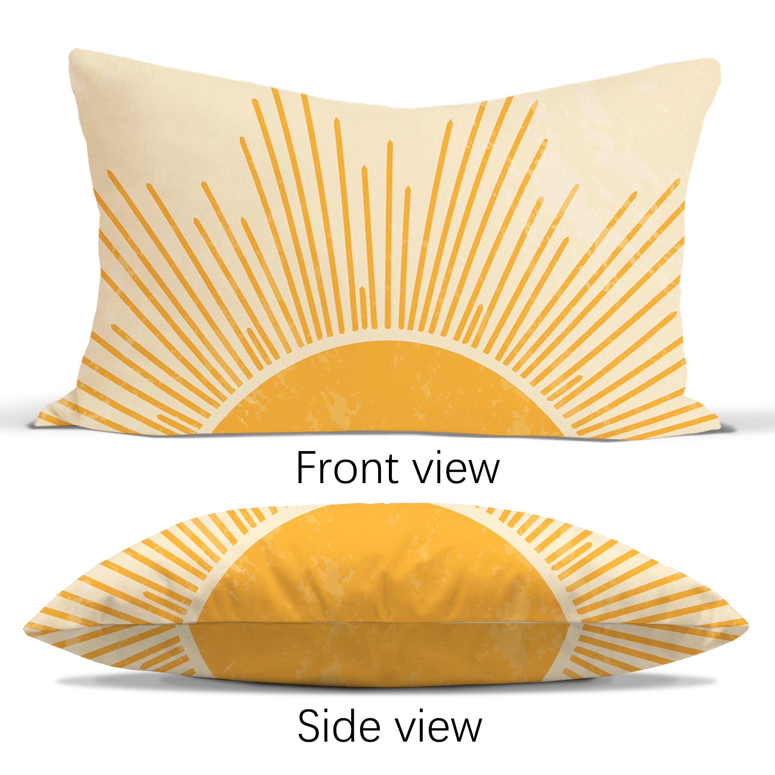 Rusenbao Yellow Sun Sunshine Lumbar Throw Pillow Covers 12x20 - Sunset Sunrise Summer Decorative Cushion Covers for Bed, Couch, Sofa - Perfect for Living Room Decor, Home Styling & Seasonal Accents