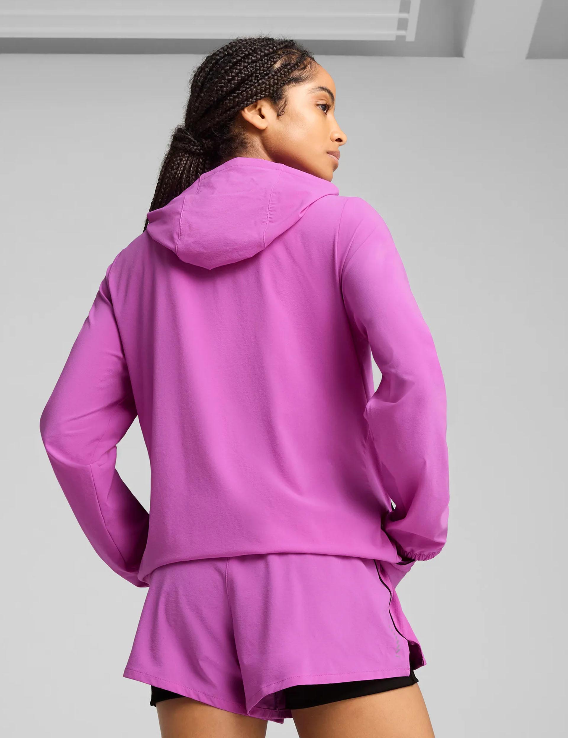 Run Velocity Woven Jacket for Women - Lightweight Windbreaker, Breathable Running Jacket with Zipper Pockets - Wild Berry Color - Perfect for Jogging, Hiking & Outdoor Activities